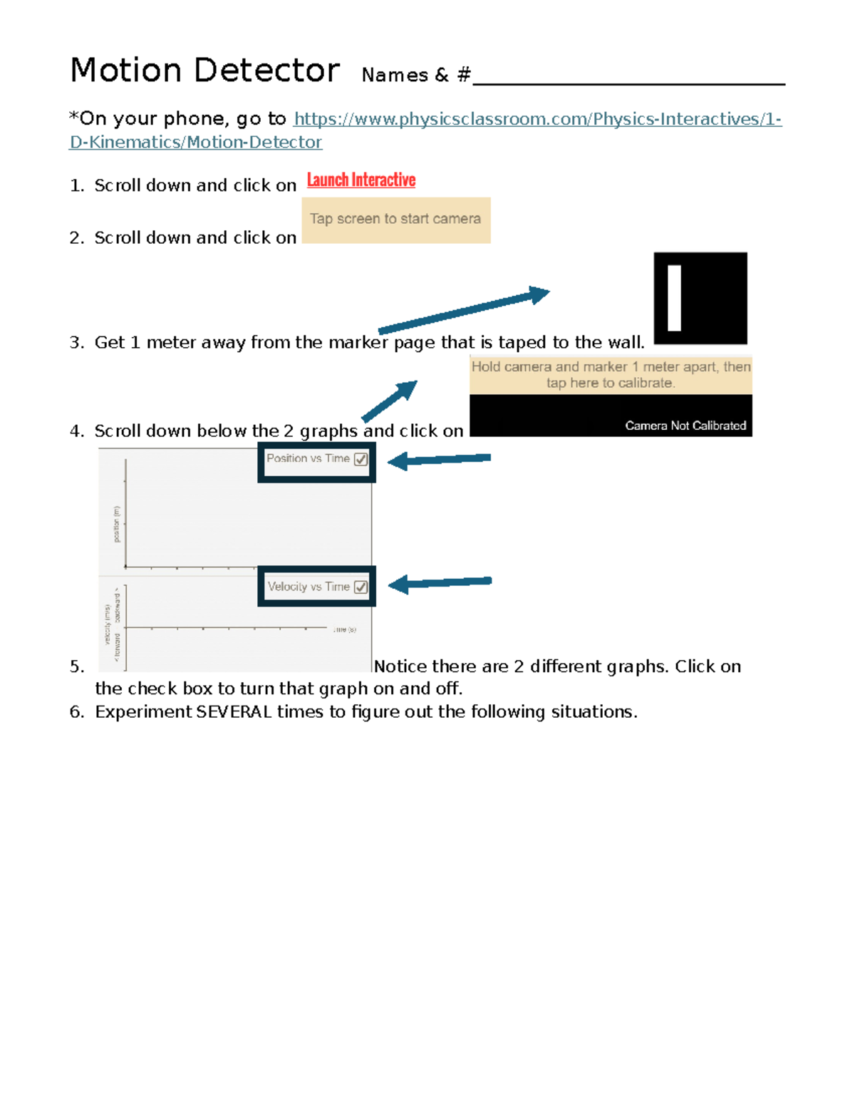 PHYS 101: Motion Detector Online Activity Instructions & Guide - Studocu