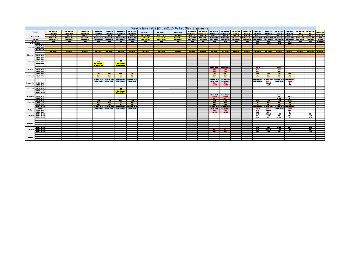 Weekly NSP Time Table for JEE (27 Jan - 02 Feb 2025) - Studocu