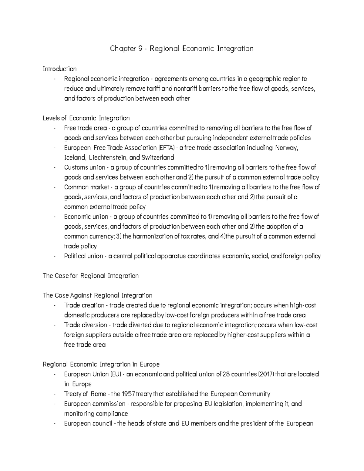 Chapter 9 - Regional Economic Integration - Chapter 9 - Regional ...