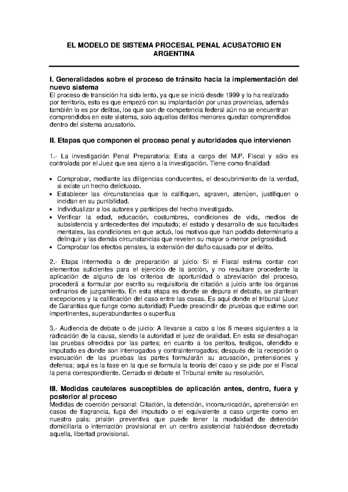 Sistema Procesal Penal Acusatorio en Argentina: Análisis y Transición ...
