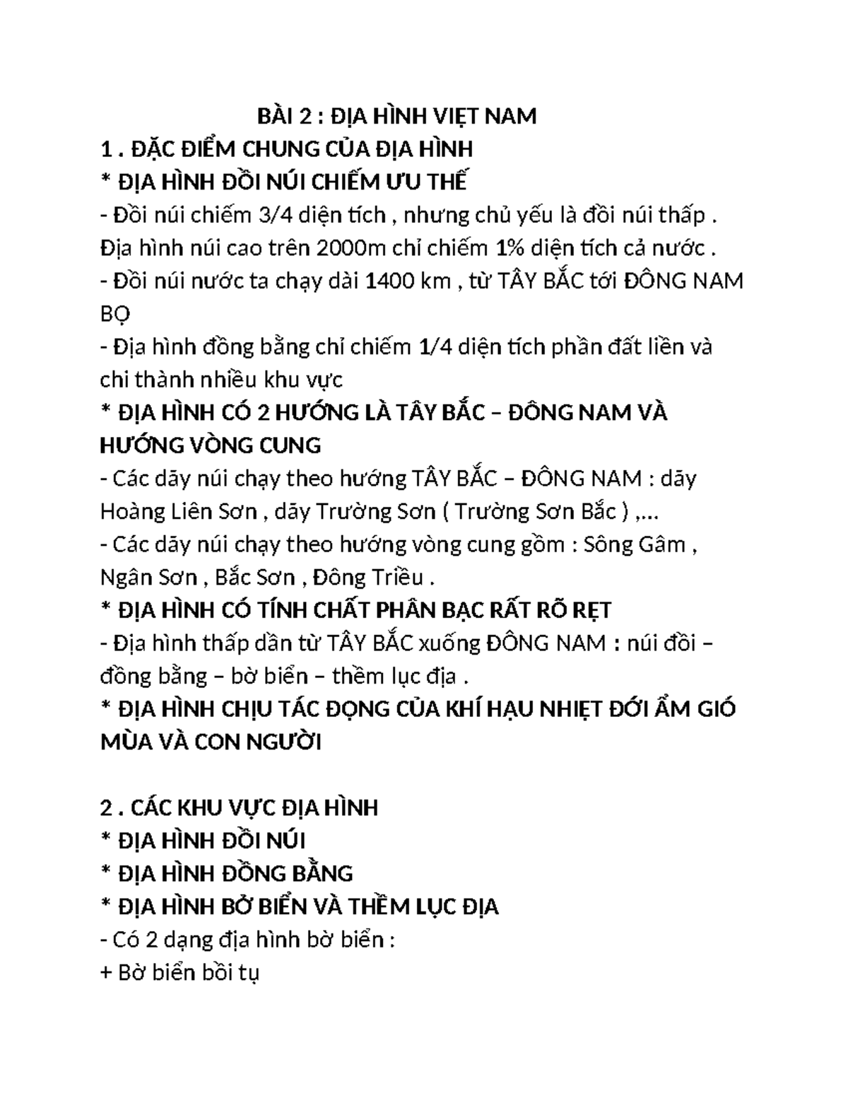 BÀI KTR 15P ĐỊA 8: Đặc Điểm Địa Hình Việt Nam - Studocu