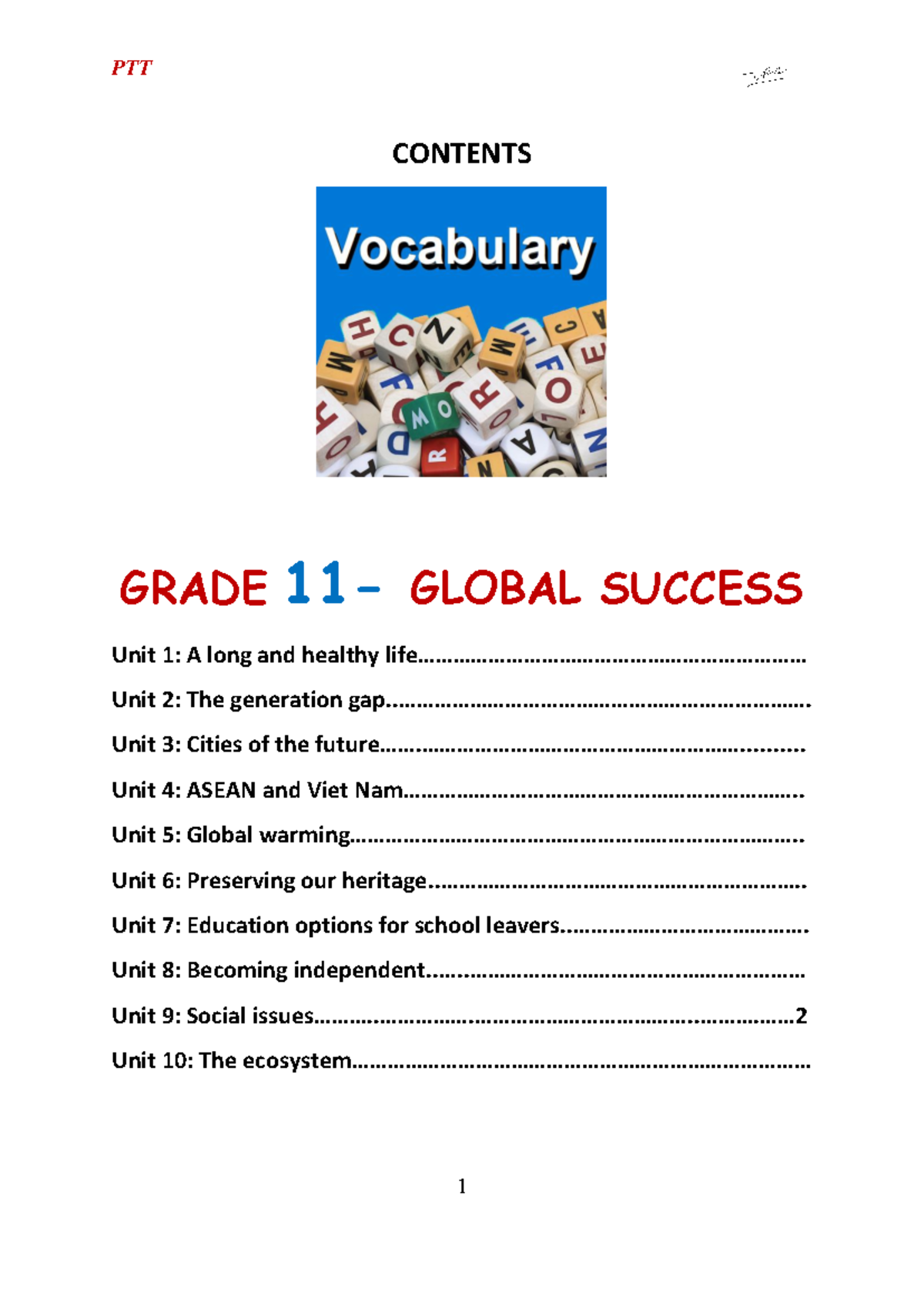 Bài tập bổ trợ tiếng anh 11 Global có đáp án UNIT 9 - CONTENTS GRADE 11 ...