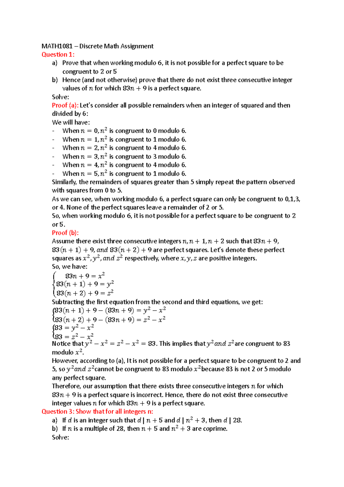 Draft-Submission for Assignments - MATH1081 – Discrete Math Assignment ...