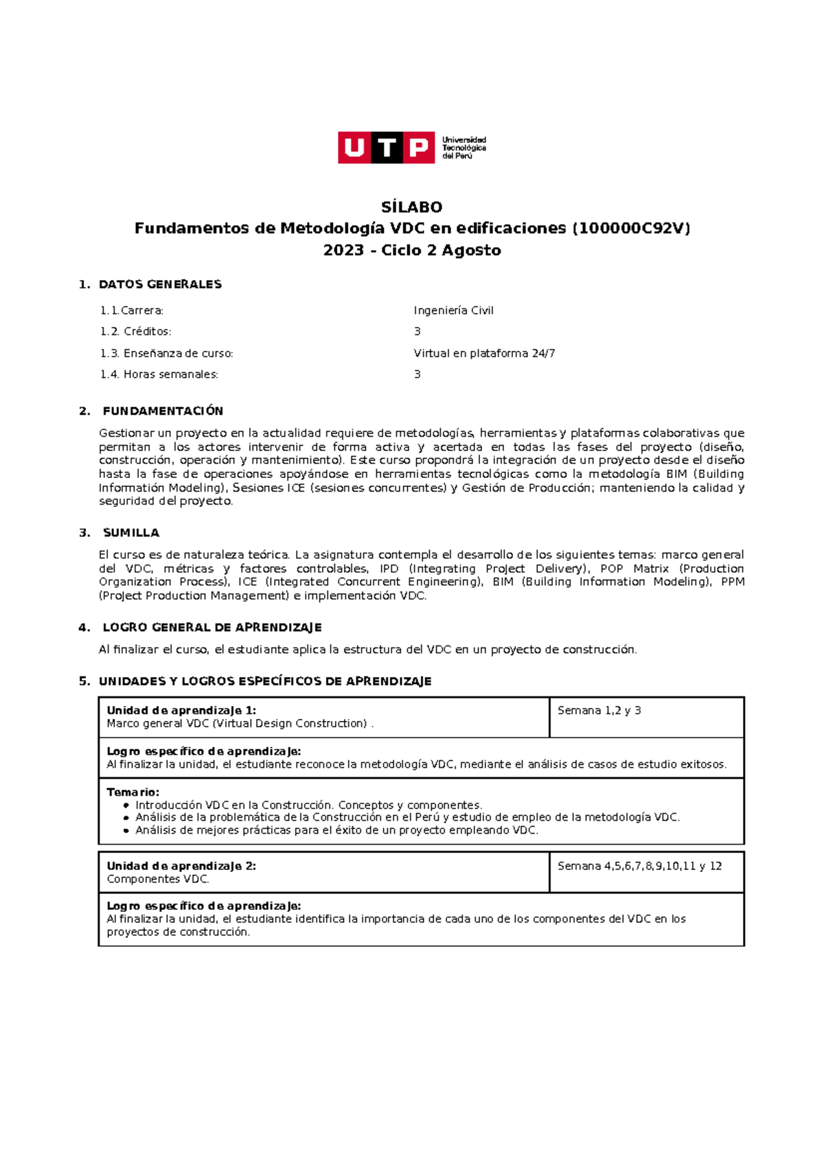 Fundamentos de Metodología VDC en Edificaciones - 100000C92V - Document Preview