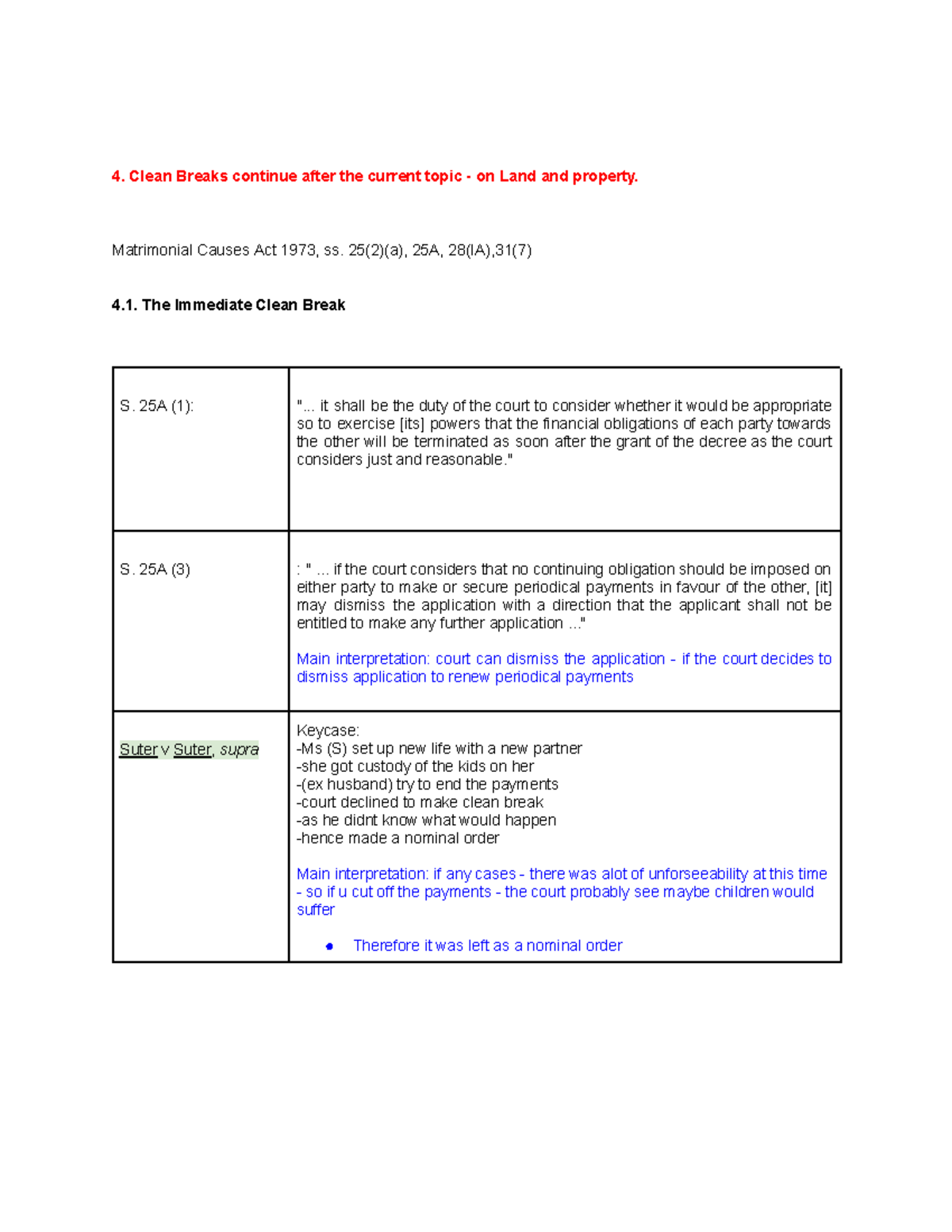clean break provision - Clean Breaks continue after the current topic ...