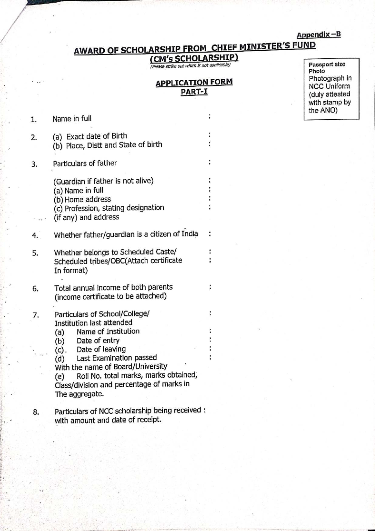 CM Scholarship Application Form for Chief Fund Scholarship - Studocu