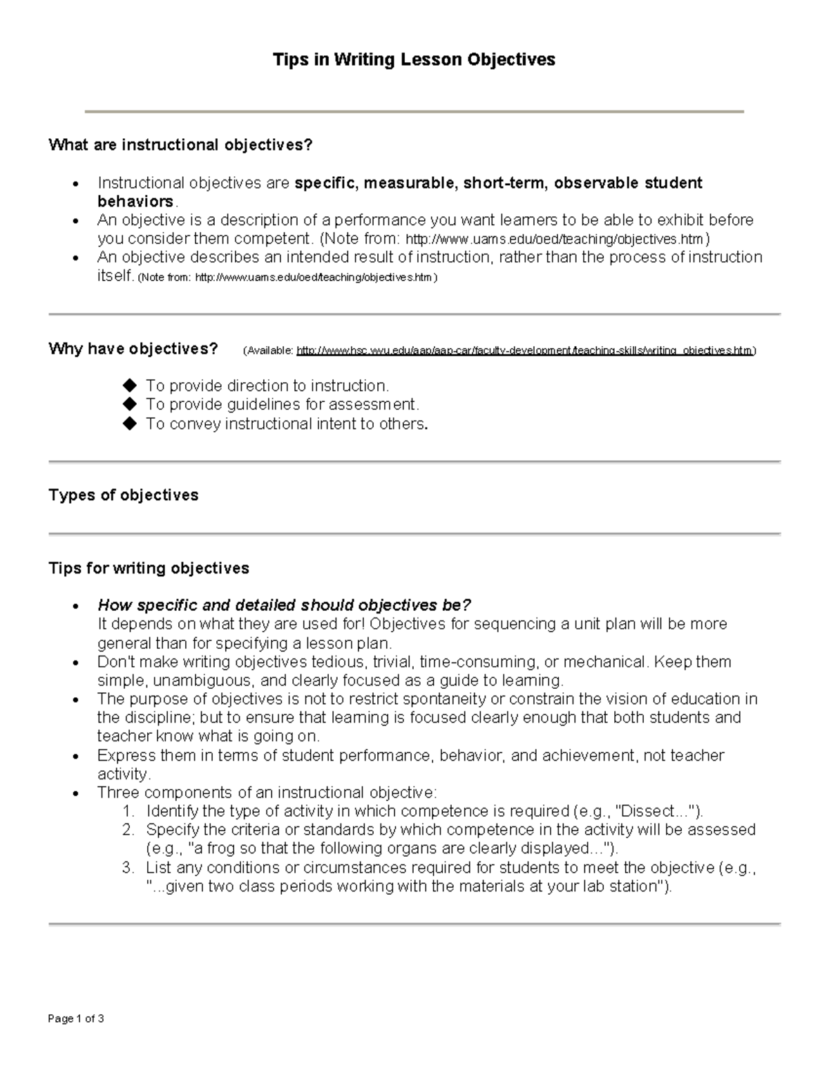 Writing Lesson Objectives: Key Tips and Strategies for Educators - Studocu