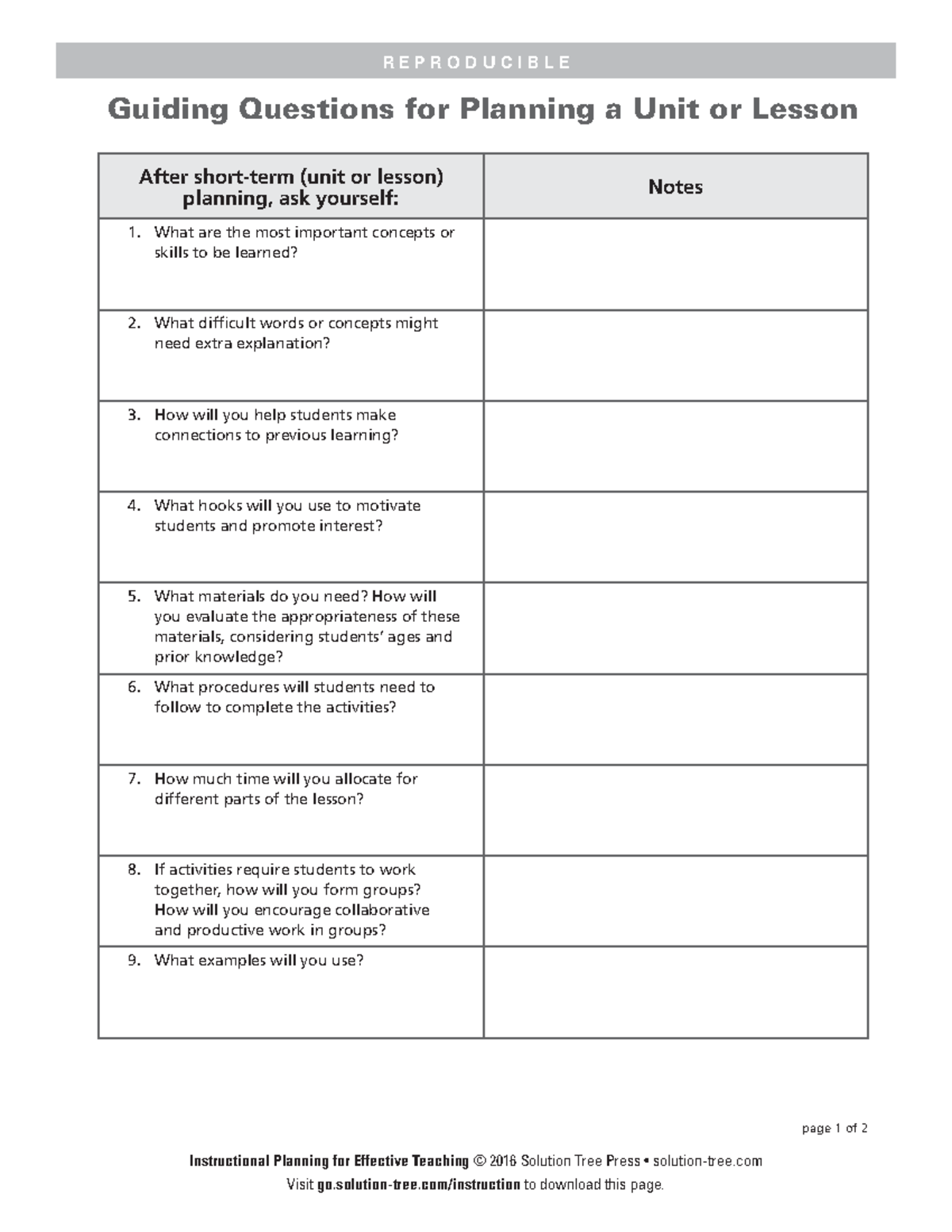 Guidingquestionsforplanningaunitorlesson - R E P R O D U C I B L E ...