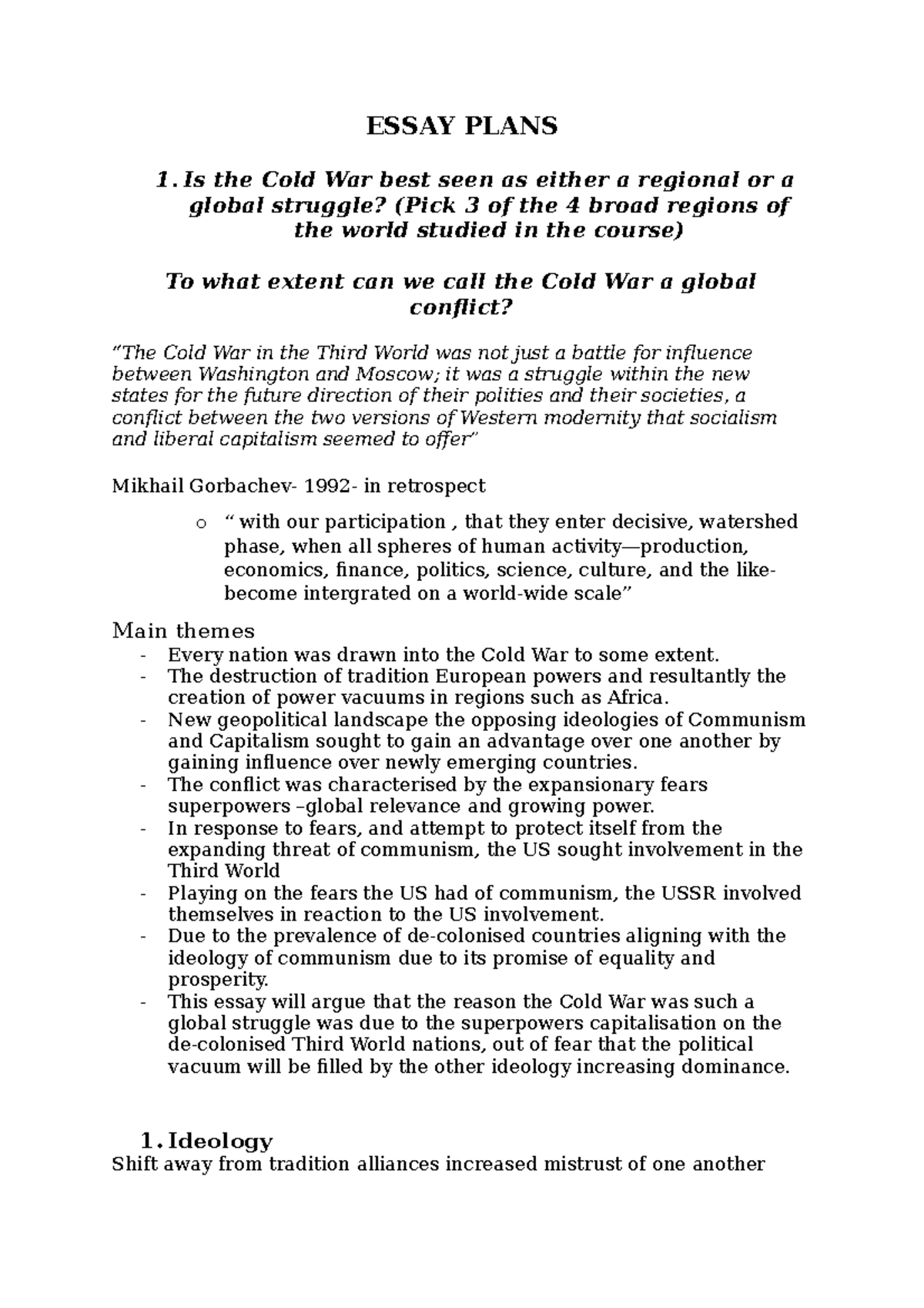 Final Exam Notes: Analysing Cold War Global Dynamics - Studocu