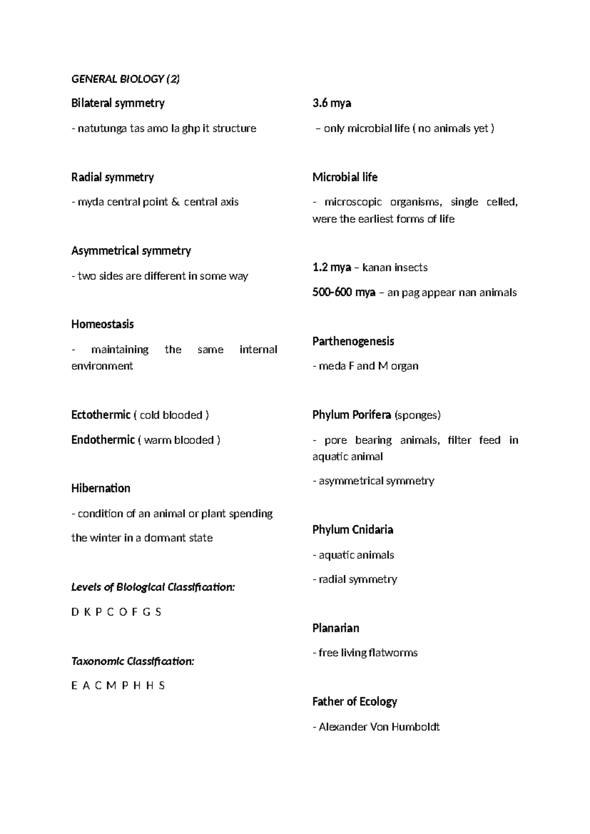 General Biology 2: Symmetry and Classification of Microbial Life - Studocu