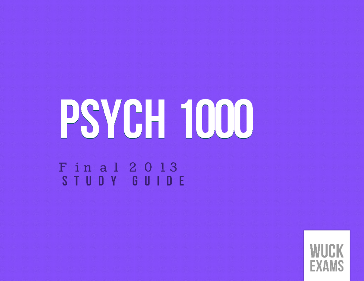 Psych 101 Final Exam Study Guide: Personality & Stress Concepts - Studocu