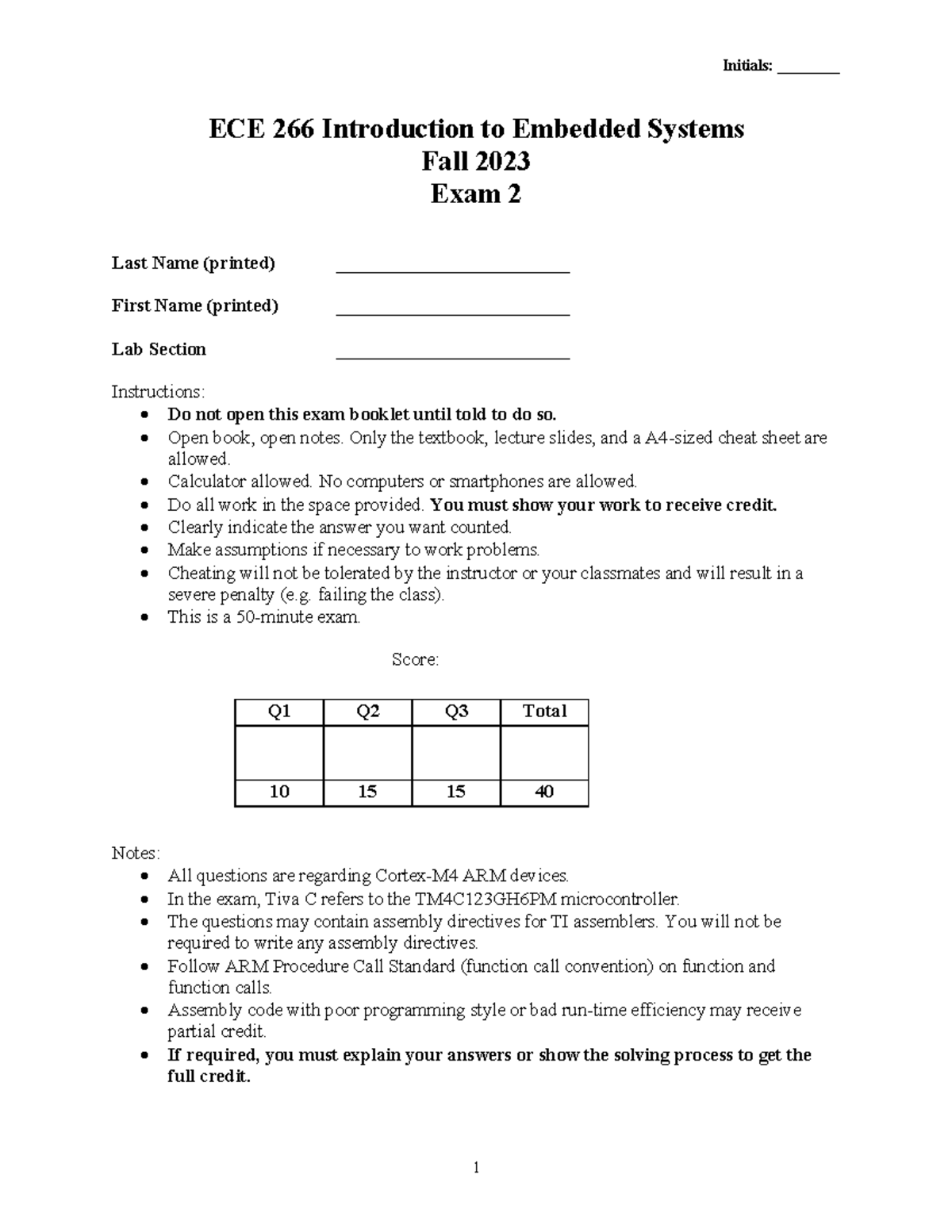 ECE 266 Fall 2023 Exam 2 Review and Study Guide - Studocu