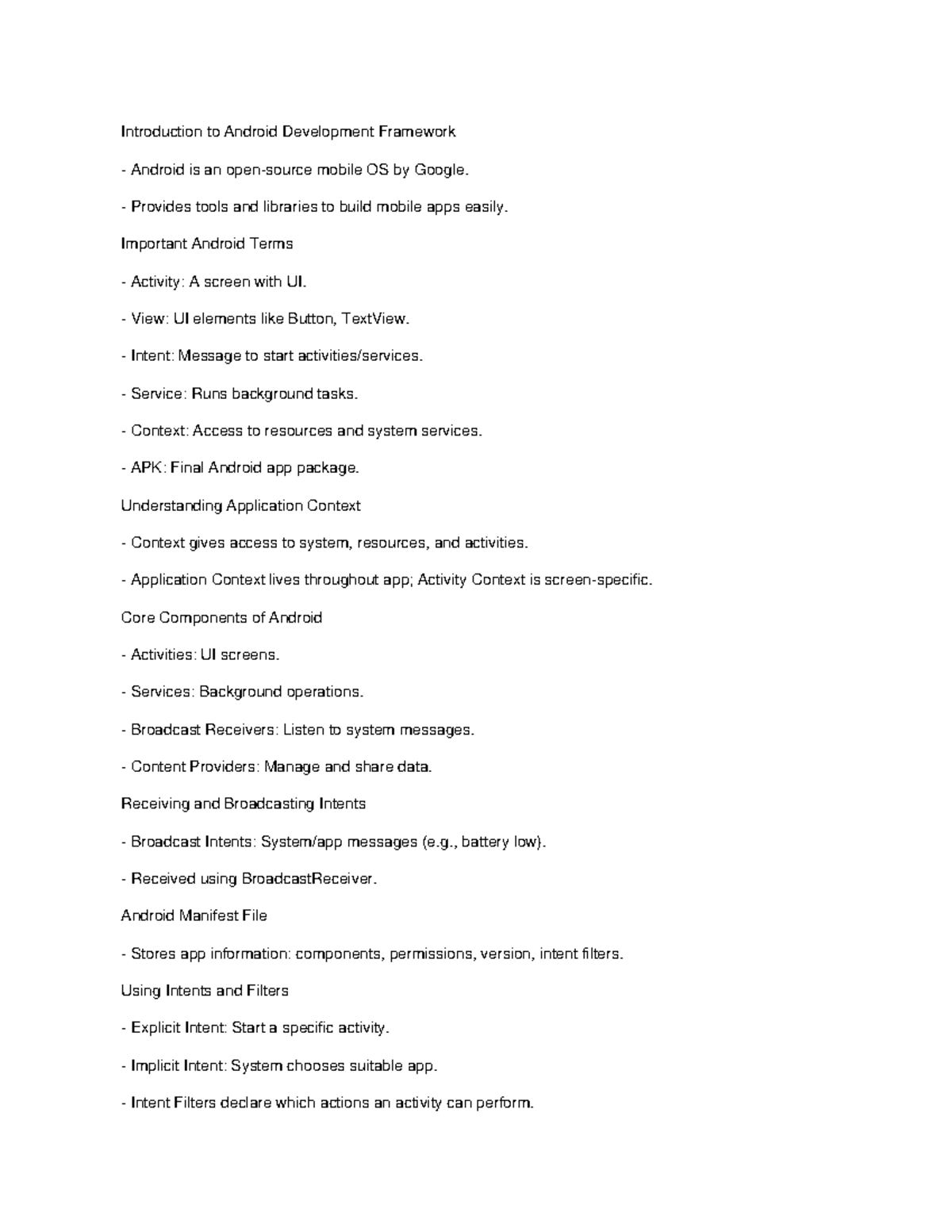 Android Development Notes: Introduction to Framework & Key Concepts ...