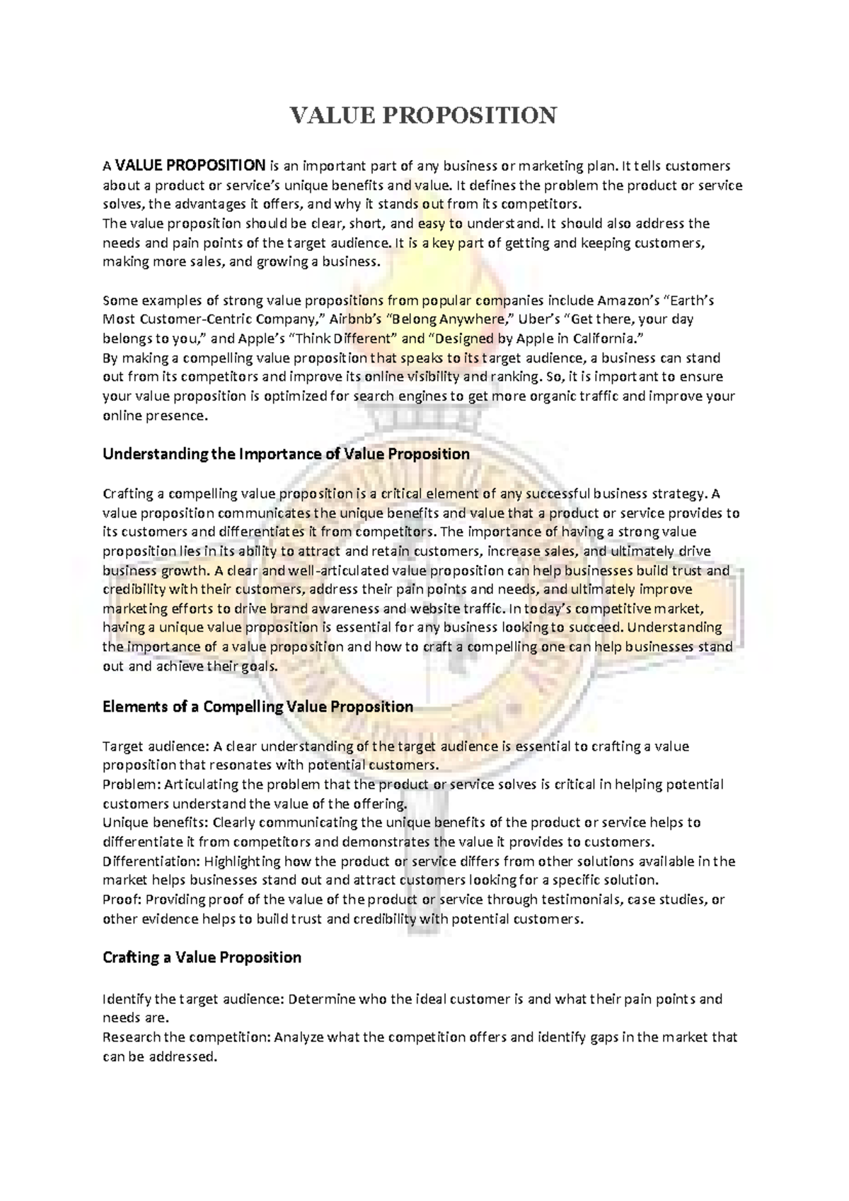 Crafting a Compelling Value Proposition: Key Elements & Importance ...