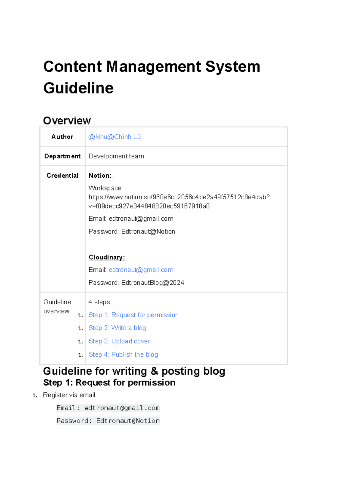 CMS Guidelines: Steps for Blog Creation and Publishing - Studocu