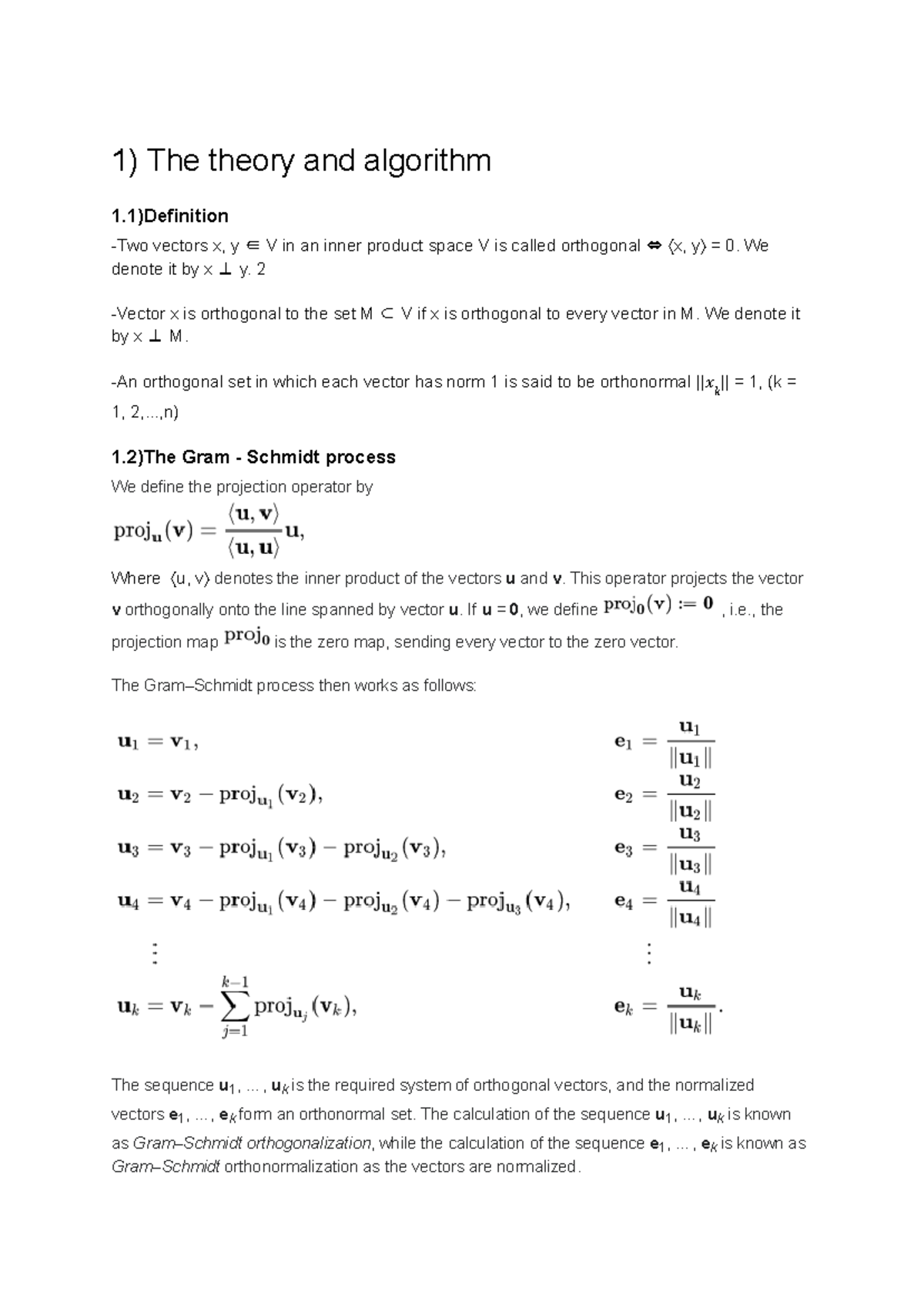 Algebra Project ex2 - 1) The theory and algorithm 1)Definition -Two ...