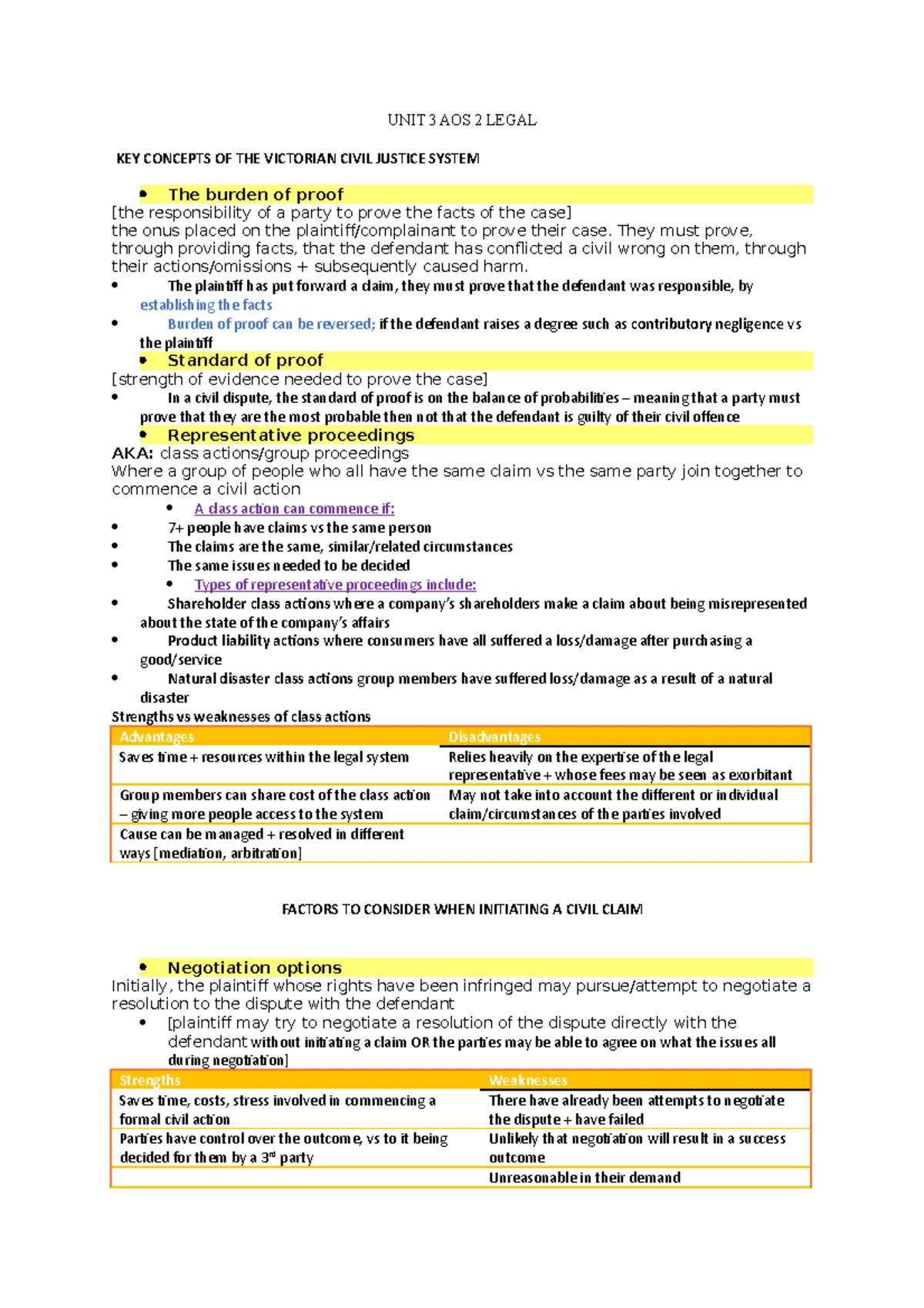 Legal Studies AOS 1A Unit 3 Notes on Law-Making Powers and Parliament ...