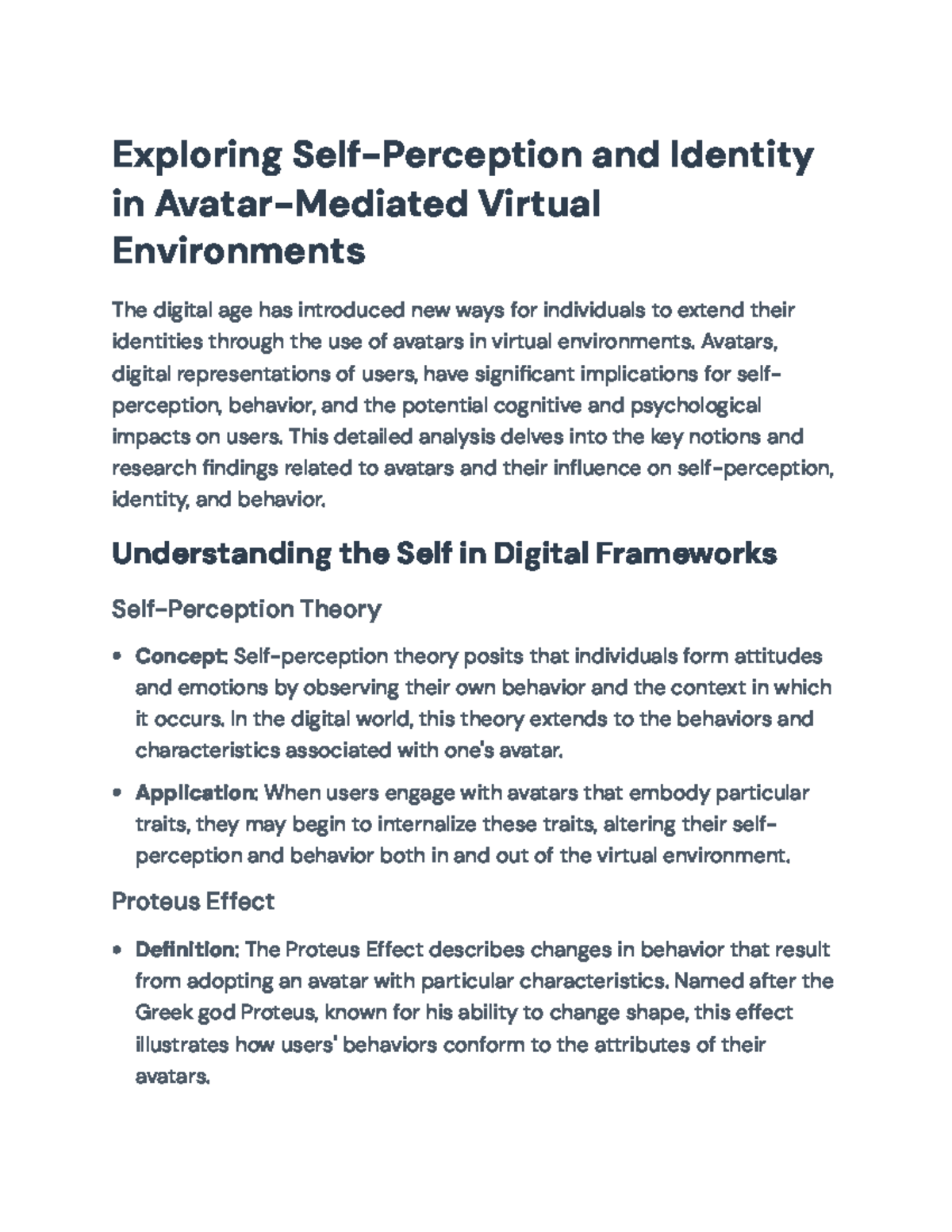 Exploring Self-Perception & Identity in Avatar-Mediated Environments ...
