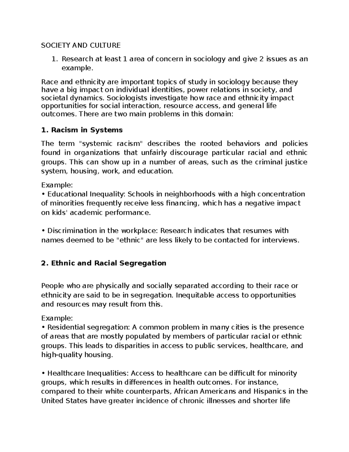 Society AND Culture - Essay Assignment - SOCIETY AND CULTURE Research ...