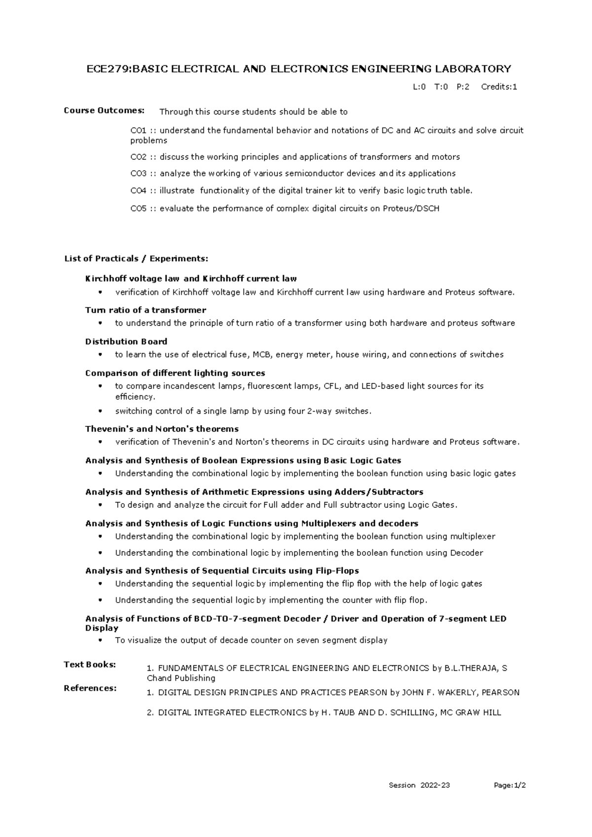 ECE279: Basic Electrical & Electronics Engineering Lab Notes - Studocu