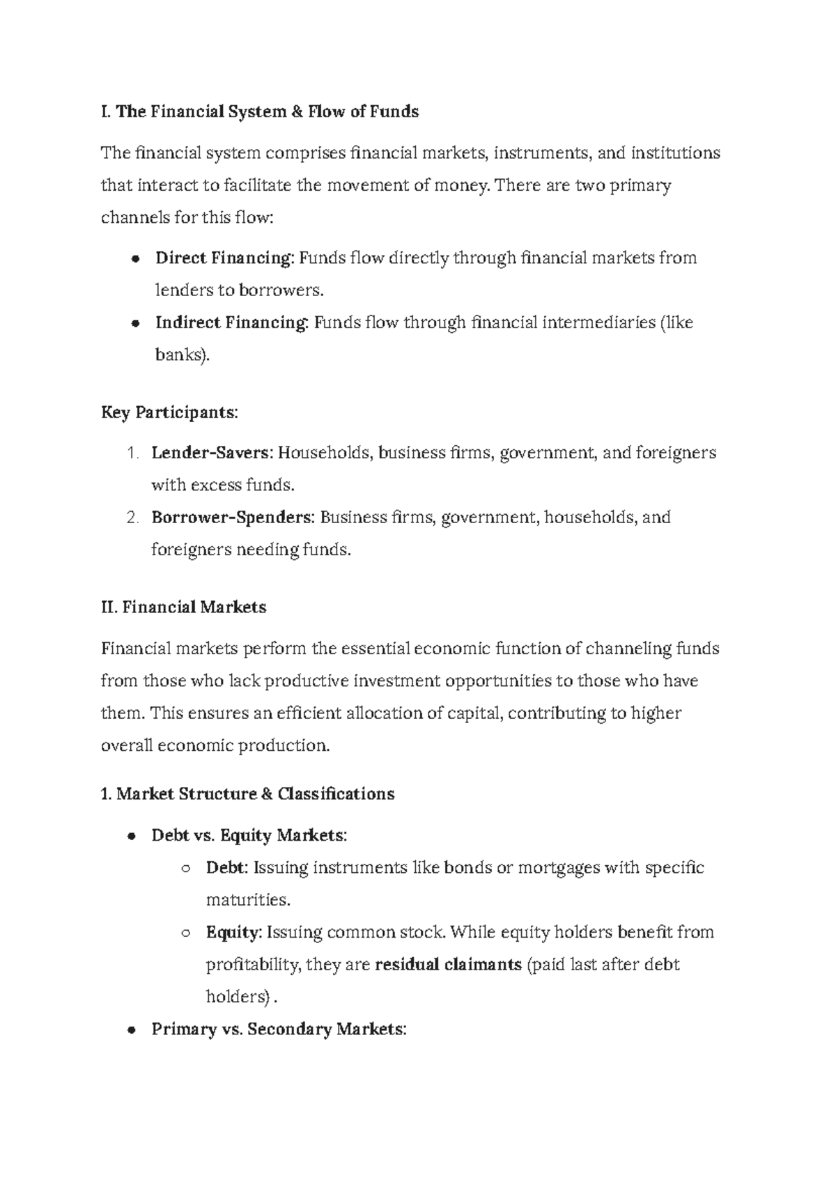 Financial System Overview - Chapter 1 Notes (ENG) - Studocu