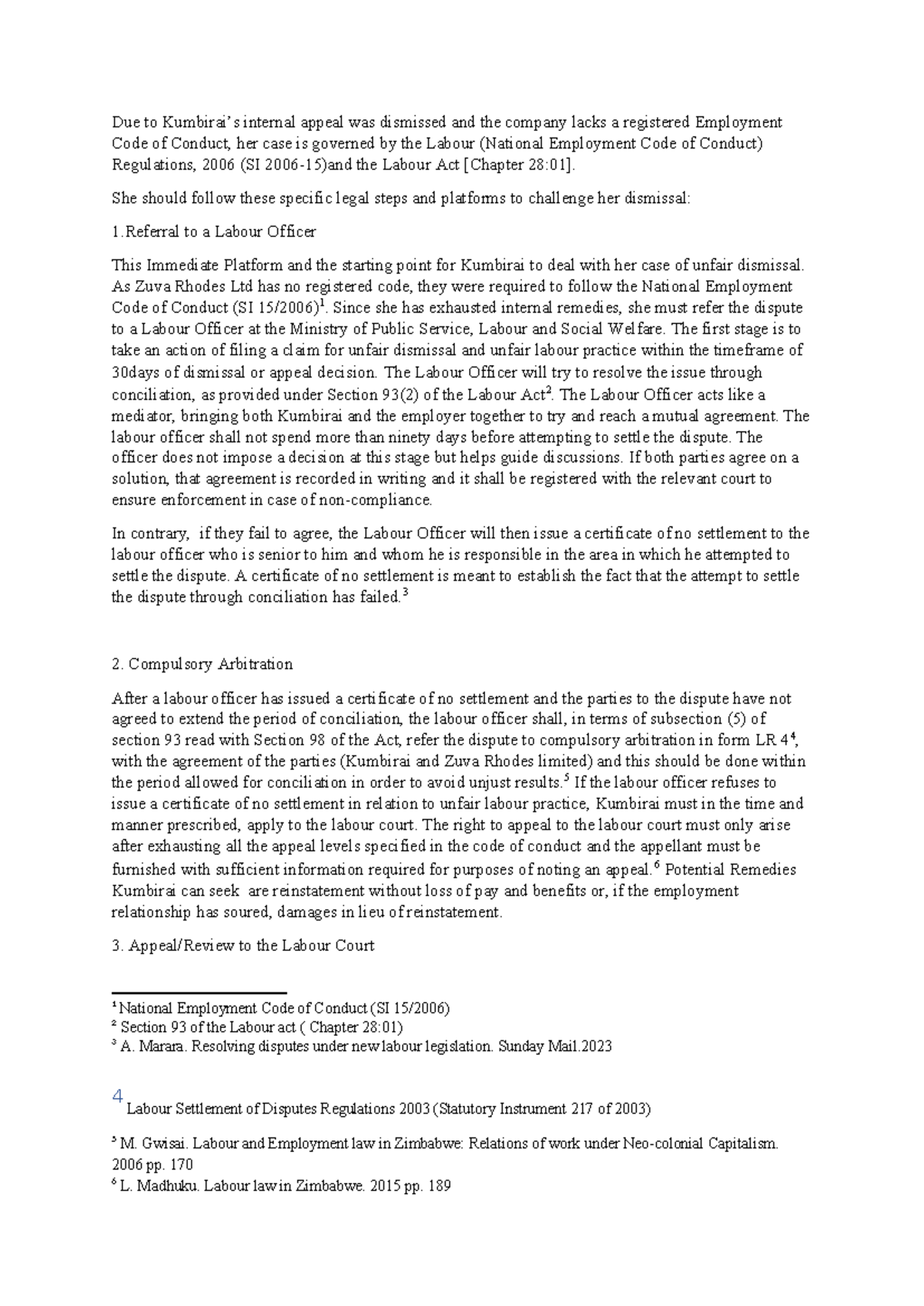 Labour Law Case Study: Unfair Dismissal Procedures (Part C) - Studocu