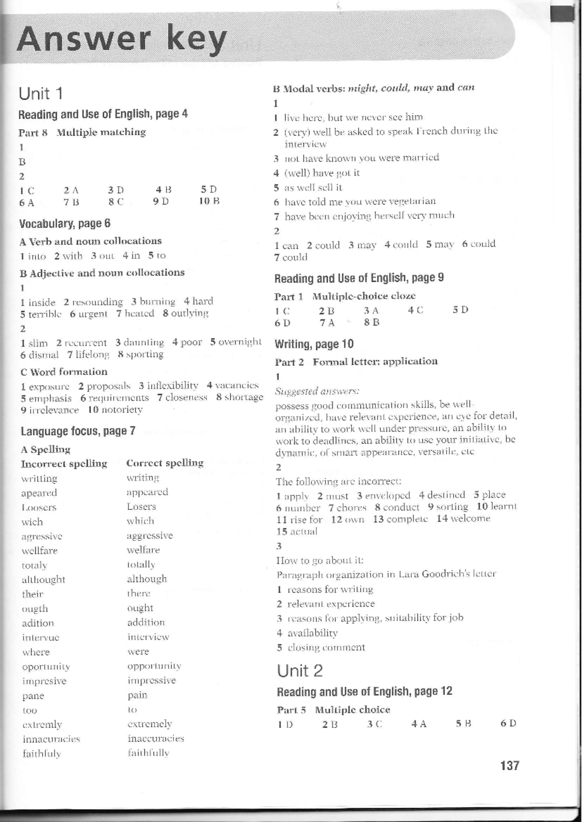 Answer Key for Advanced C1 Workbook: Modal Verbs and Language Use - Studocu