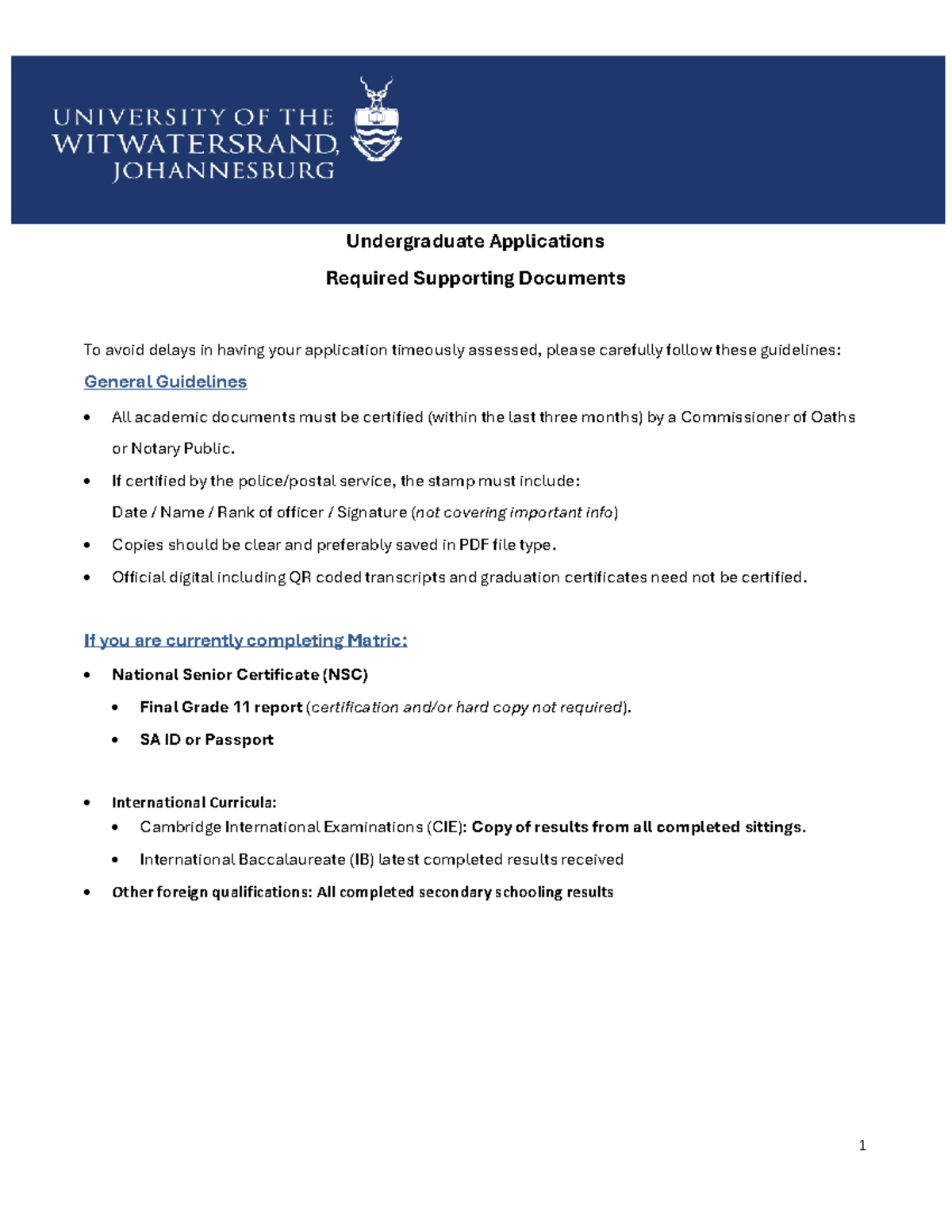 Supporting Documents for UG Applications: Guidelines & Requirements ...
