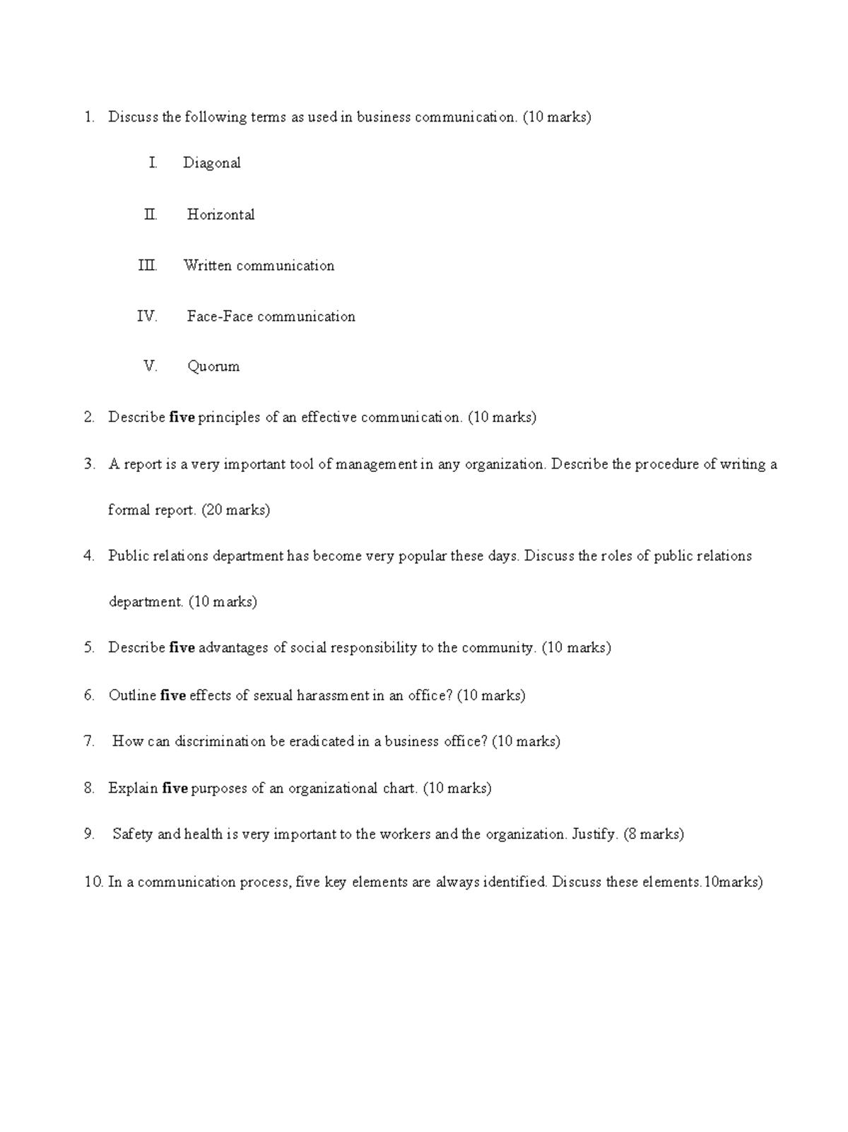 Business Communication Revision Questions - Important Notes - Studocu