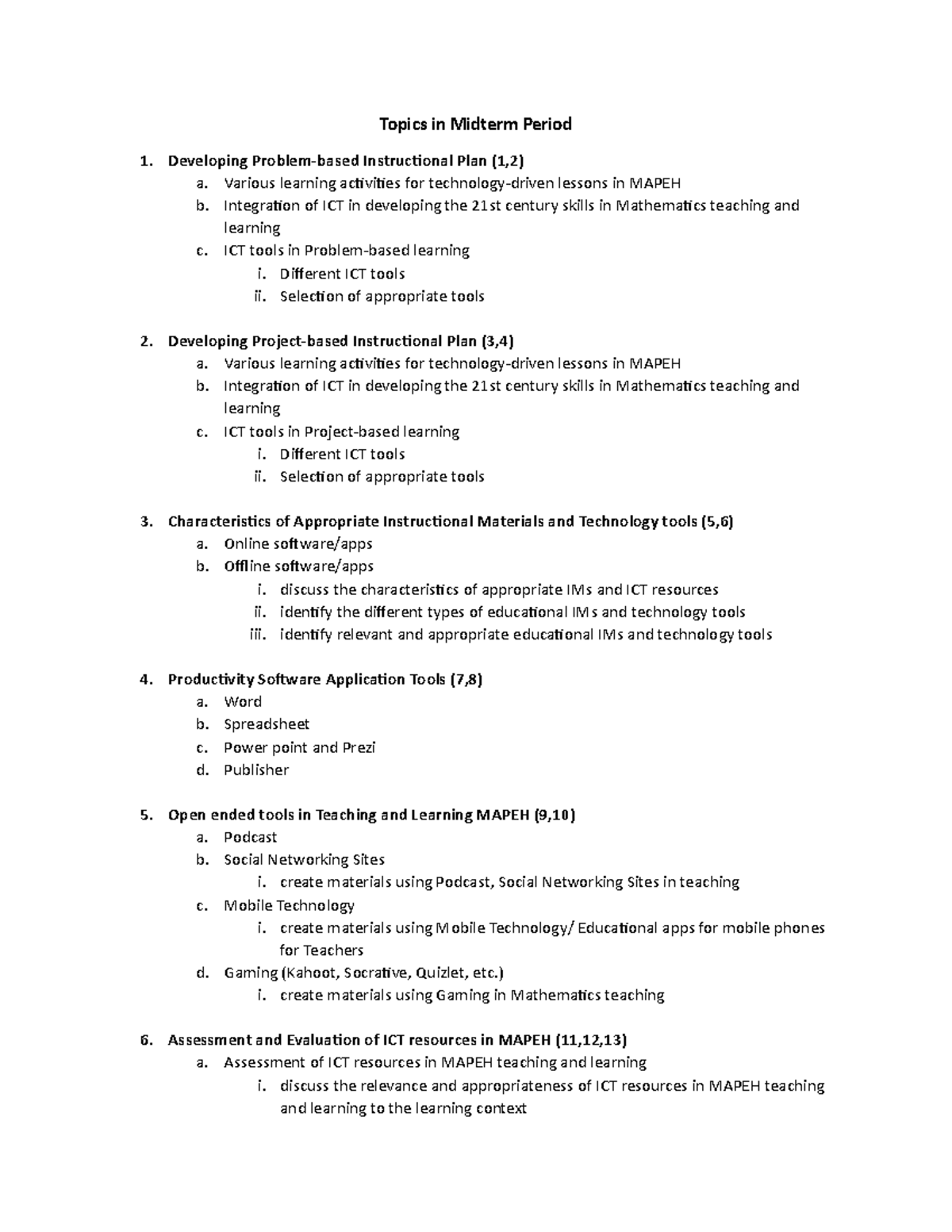 Topics in Midterm Period TTL2 - Topics in Midterm Period 1. Developing ...