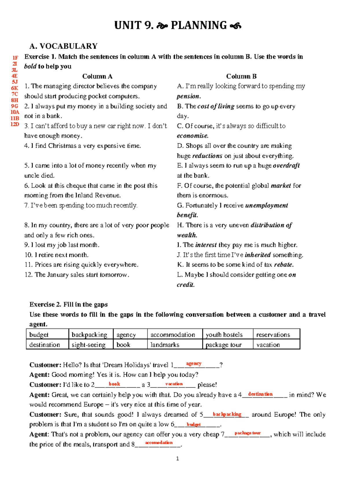 UNIT 9 ML Pre-Inter - Vocabulary and Practice Exercises - Studocu