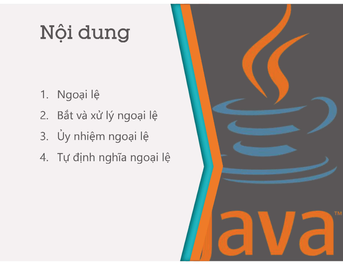 Xử Lý Ngoại Lệ Trong Java - Bai10 - java10 - Studocu