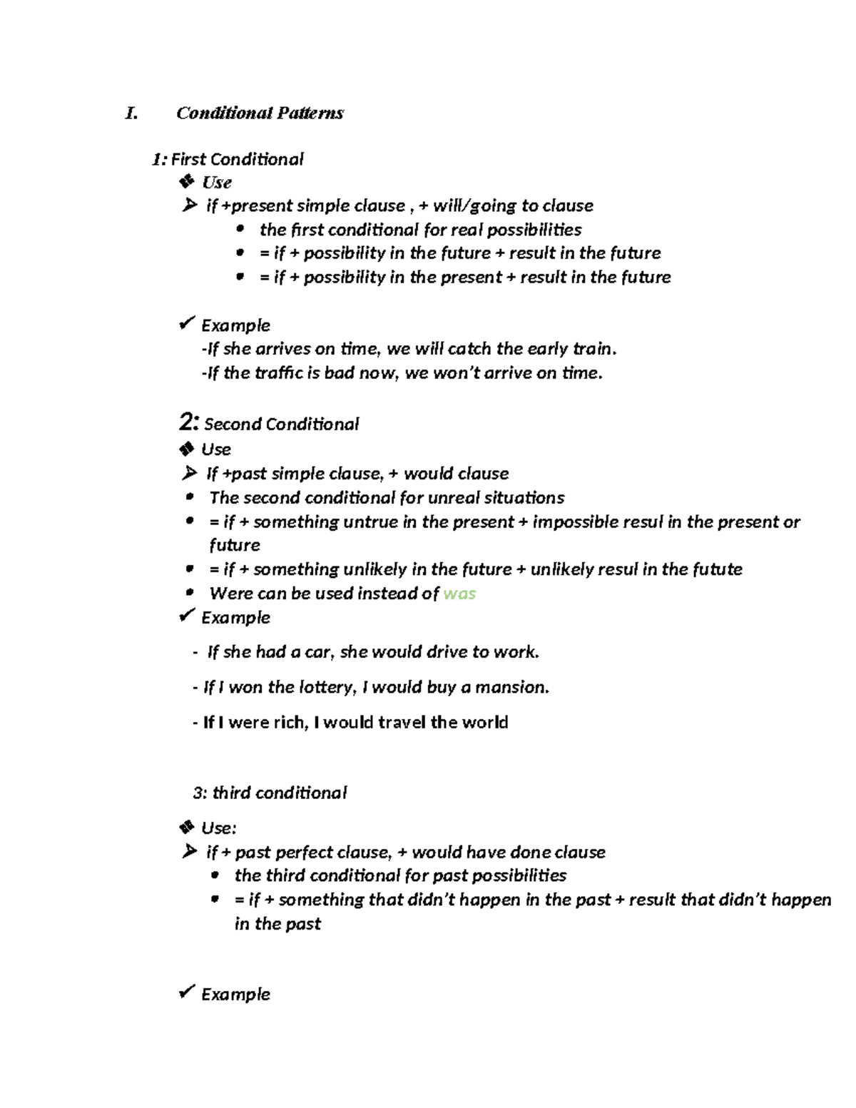 Conditional Patterns in English: First, Second, Third, and Mixed - Studocu