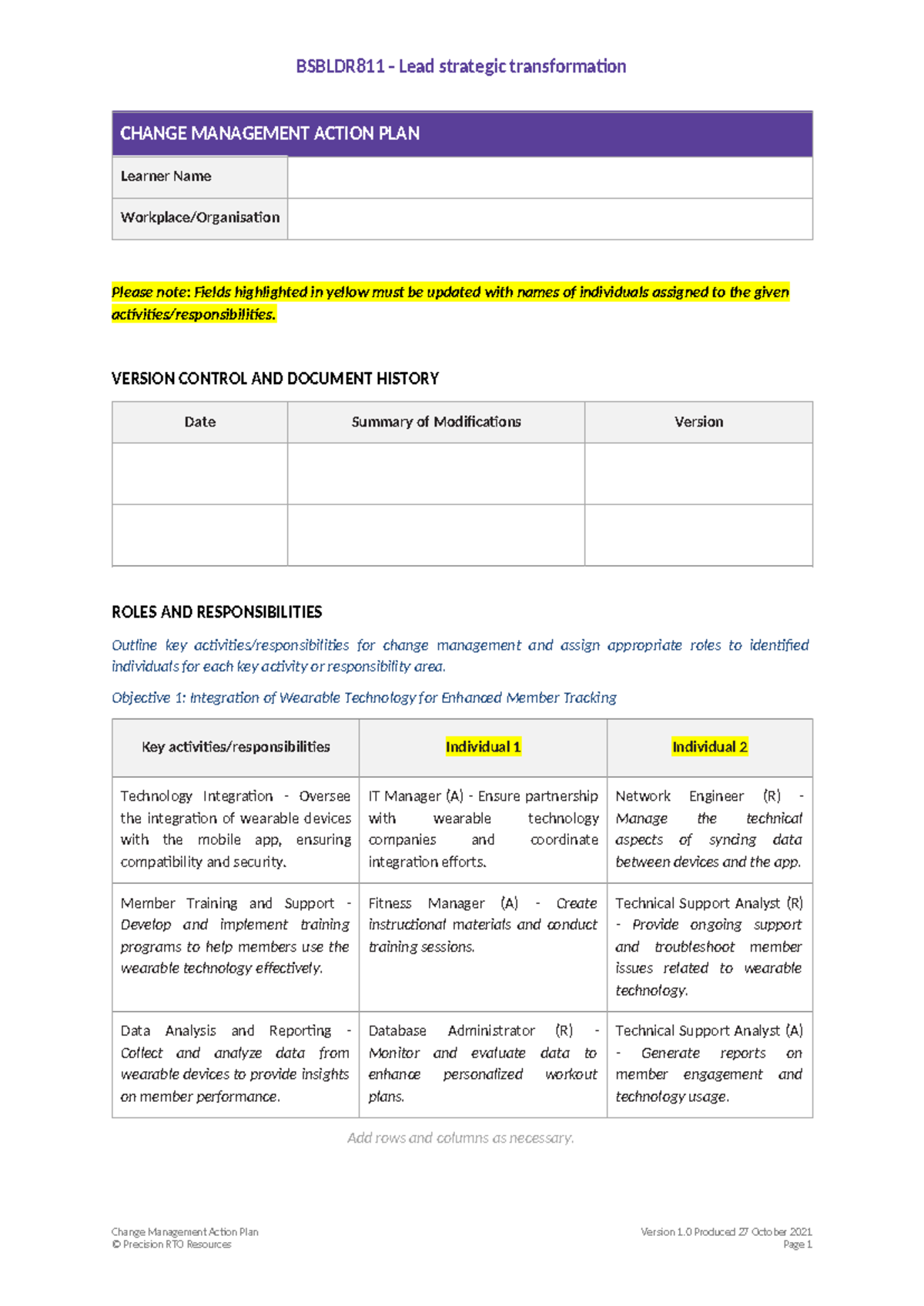 BSBLDR811 Change Management Action Plan for Strategic Transformation ...