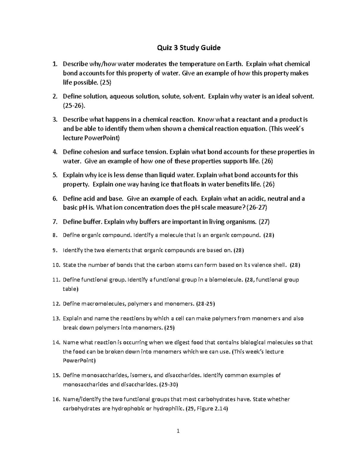 Biology Quiz 3 Study Guide: Key Concepts and Definitions - Studocu