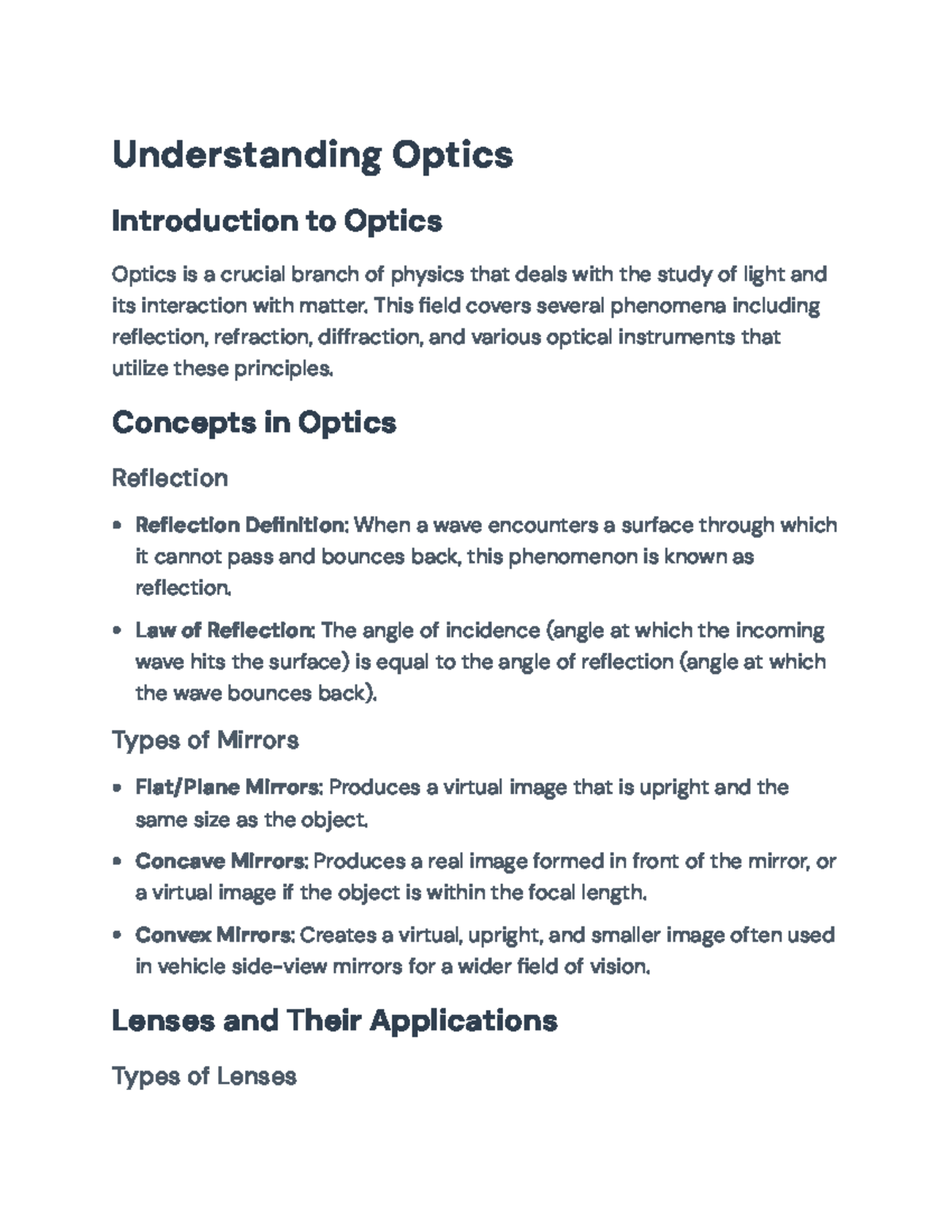 Understanding Optics Principles and Applications - PHYS 101 Lecture ...