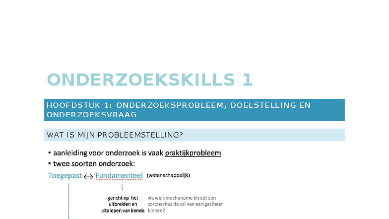 ONDERZOEKSKILLS 1: HOOFDSTUK 1 - PROBLEEMSTELLING EN ONDERZOEKSVRAAG ...