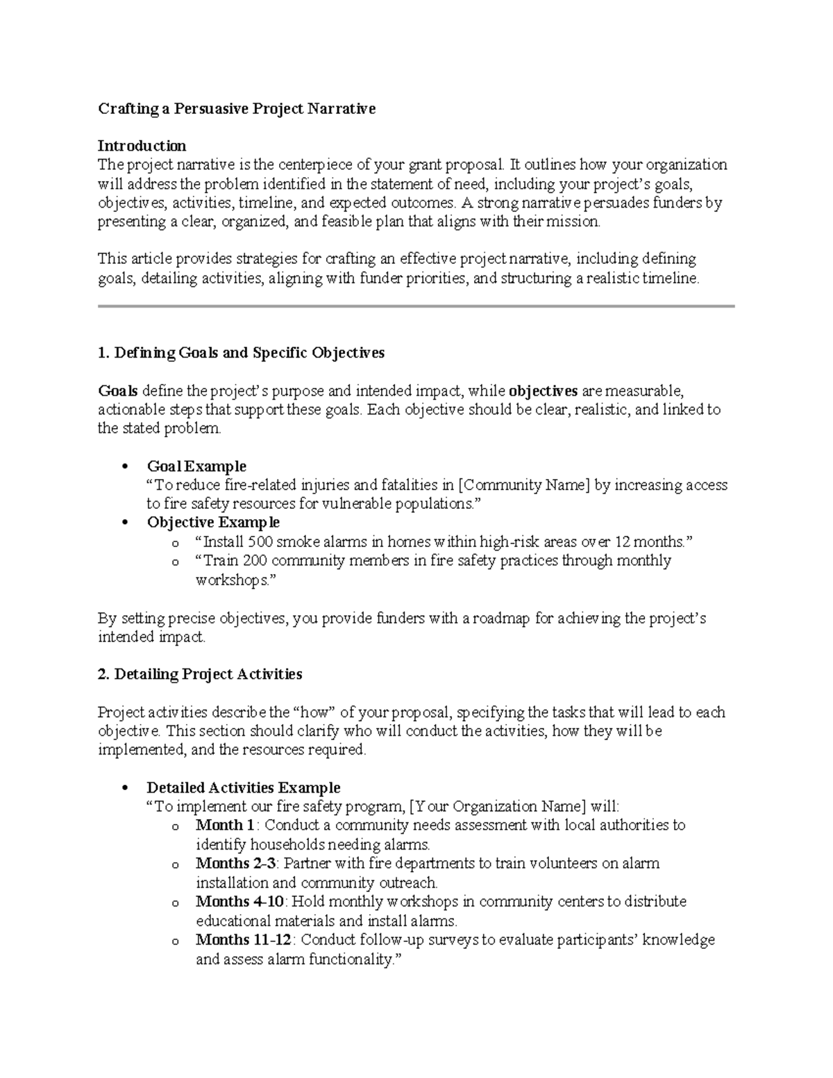 Crafting a Persuasive Project Narrative for Grant Proposals - Studocu