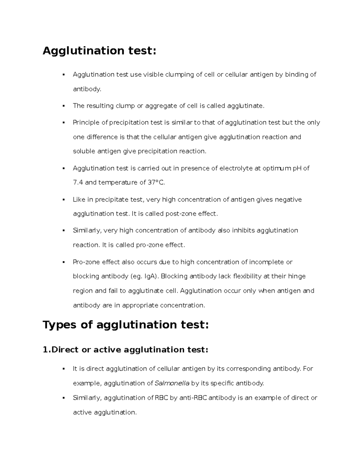 Biology Science 275 - Agglutination test: Agglutination test use ...