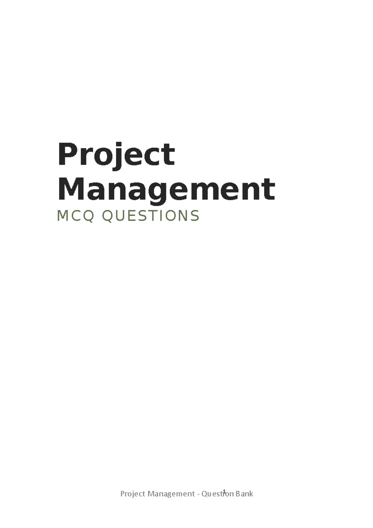 Advanced Project Management - MCQ Questions for Exam Preparation - Studocu