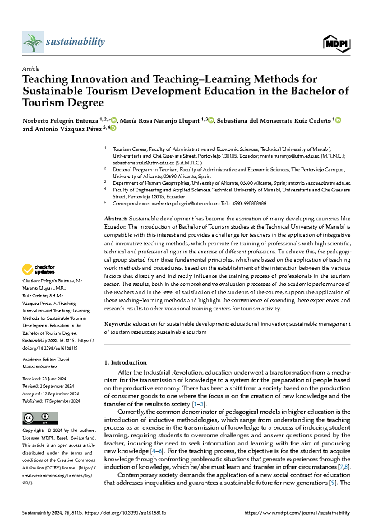 Teaching Innovation and Methods for Sustainable Tourism Development ...