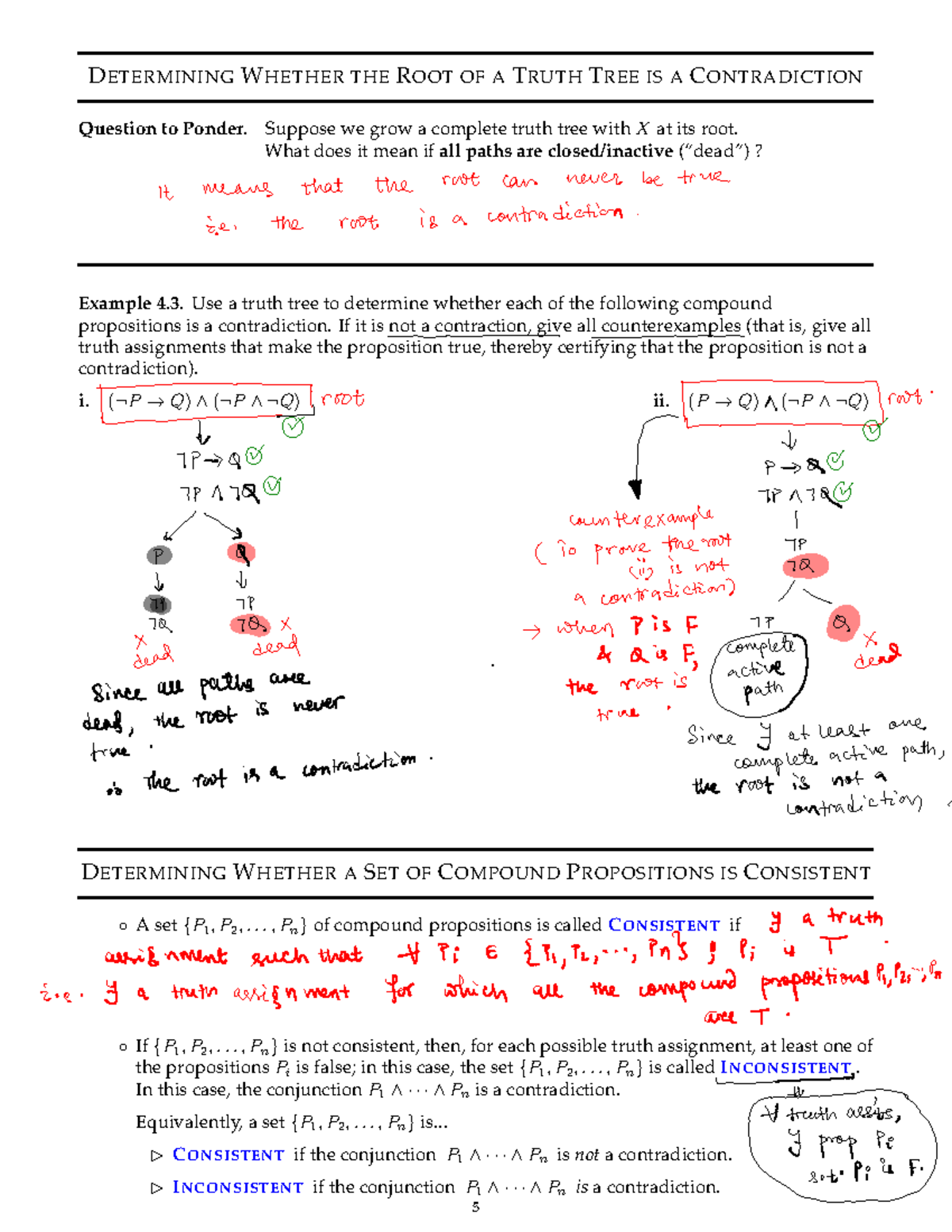 LN-4 Truth Trees: Analyzing Contradictions & Consistency - Studocu