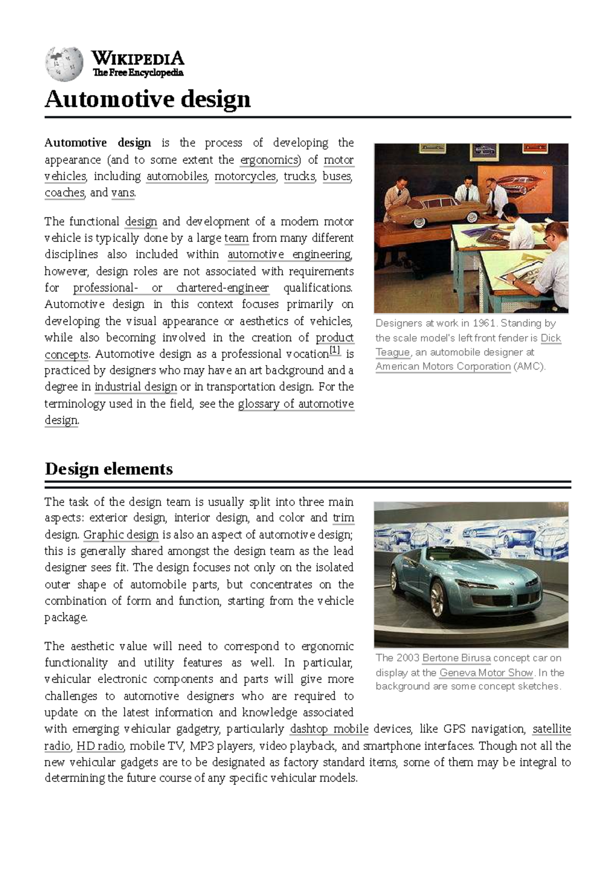 Automotive Design (ENGR 101): Overview of Key Concepts & Processes ...