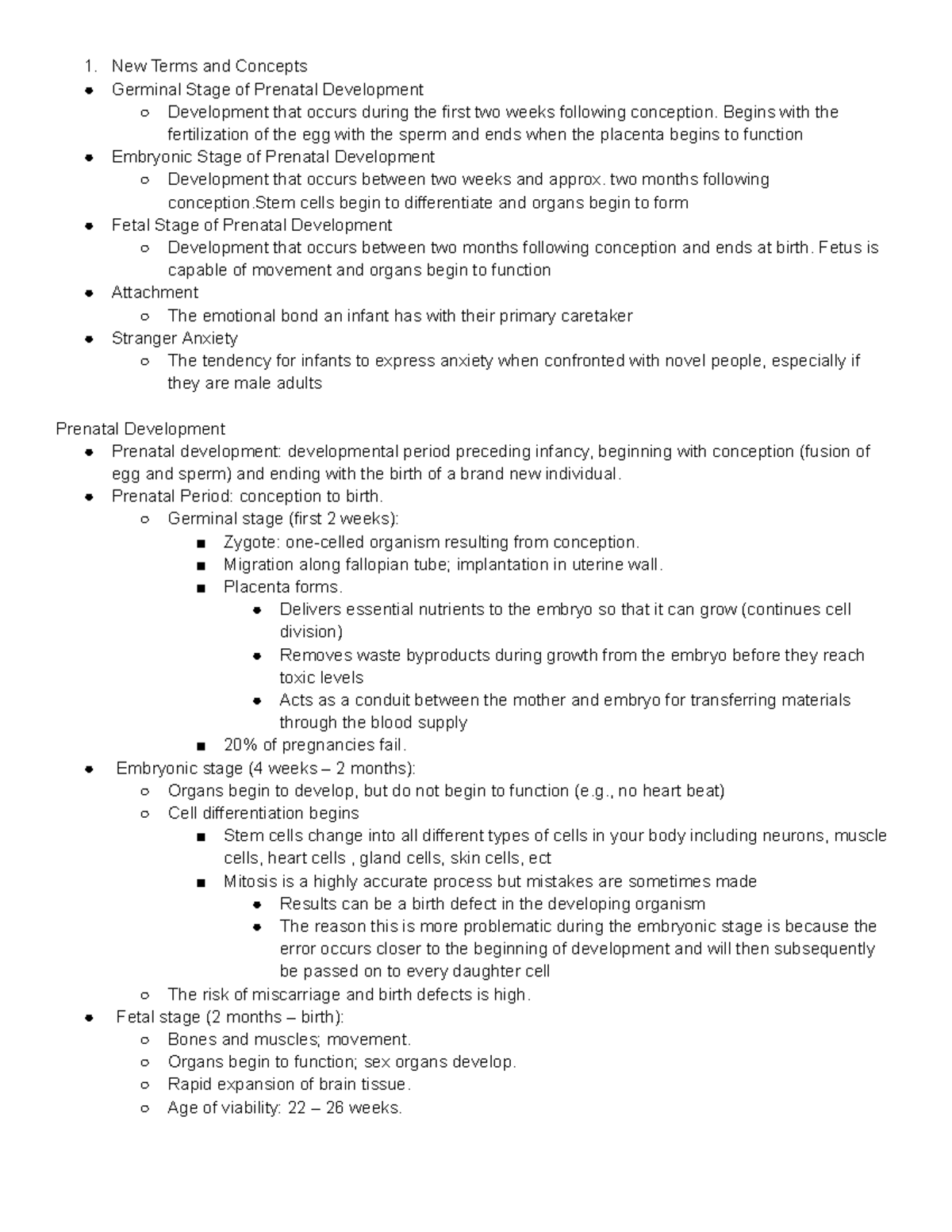 Psych 101 - M8 - Prenatal Development and Attachment Styles - Studocu