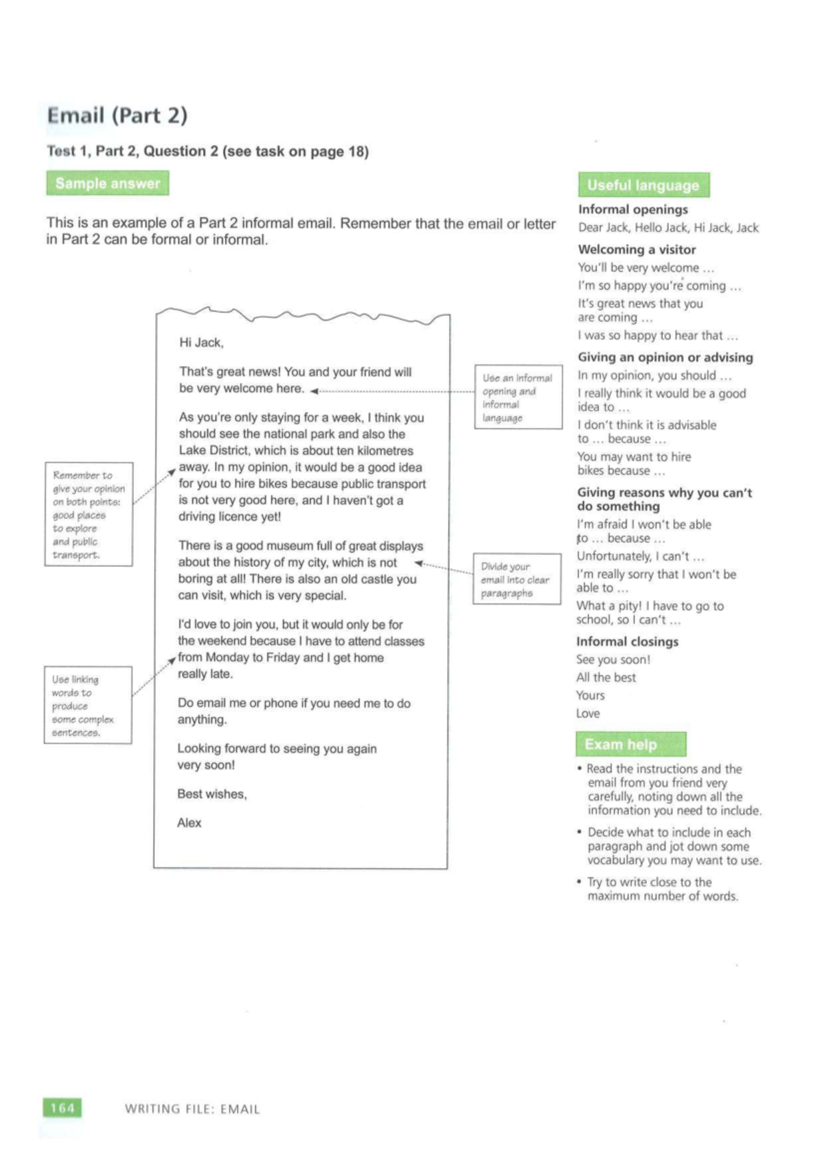 Email Writing Guide: Informal Part 2 (Test 1, Q2) - Studocu