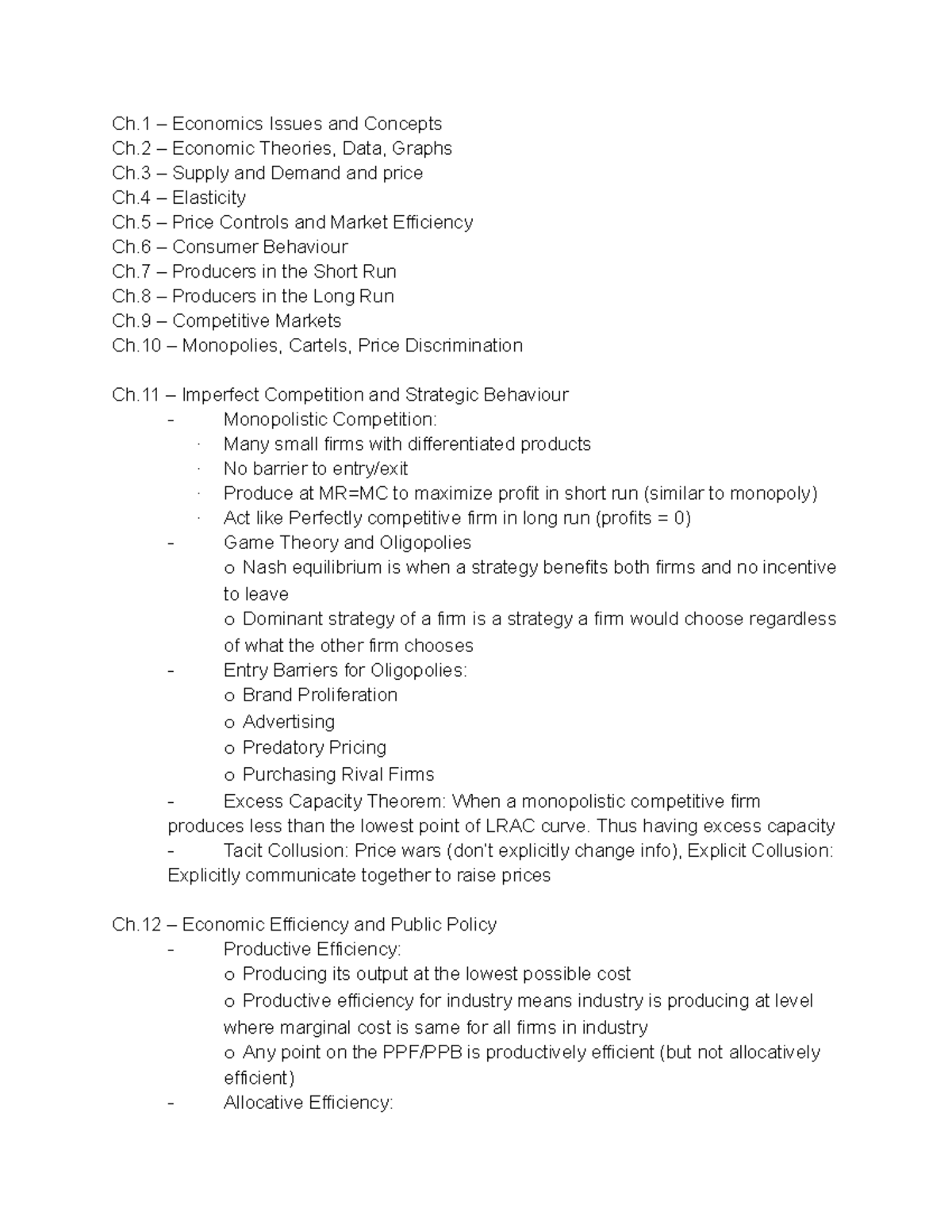 Econ Final Notes - Summary Introduction to Microeconomics - Ch ...