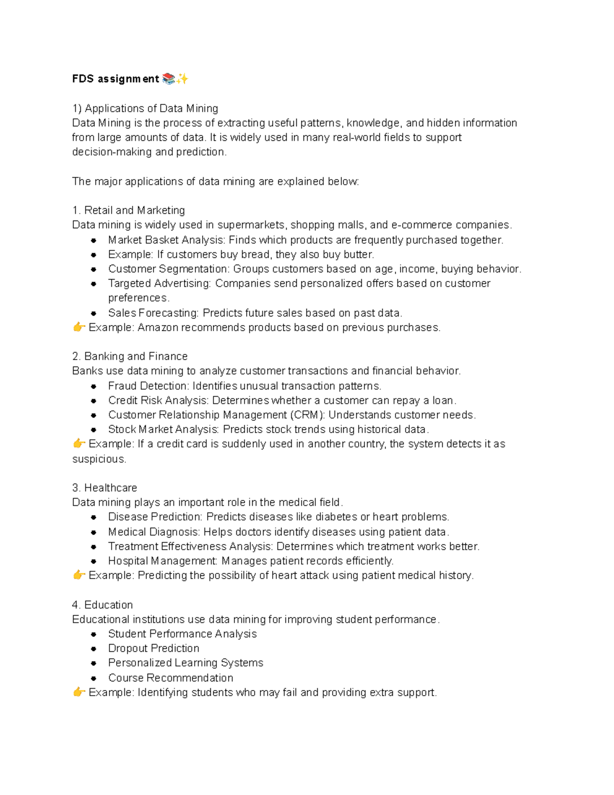 FDS 101: Applications of Data Mining in Various Fields - Studocu