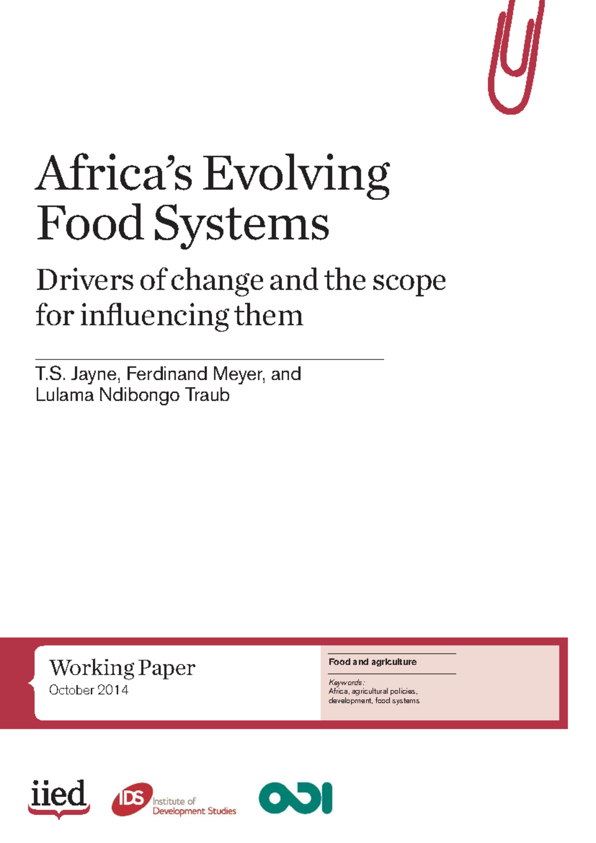 Africa’s Evolving Food Systems: Drivers of Change - Studocu