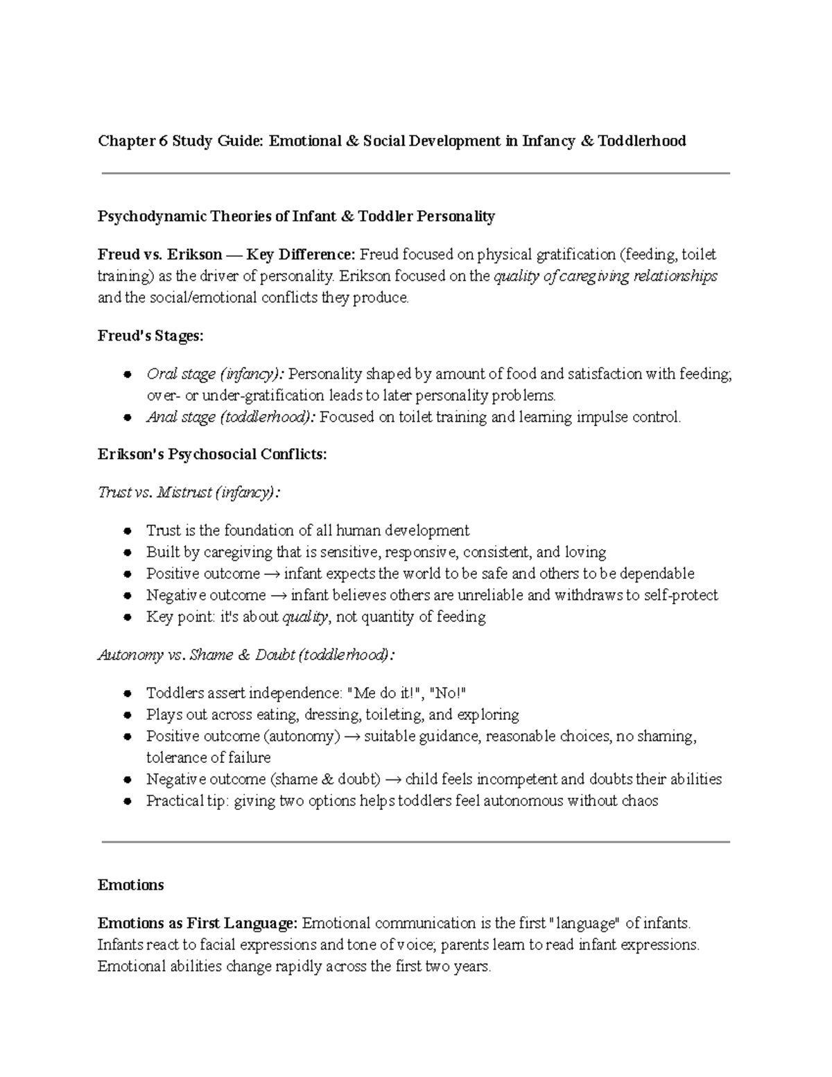 Chapter 6 Study Guide: Emotional & Social Development - Studocu