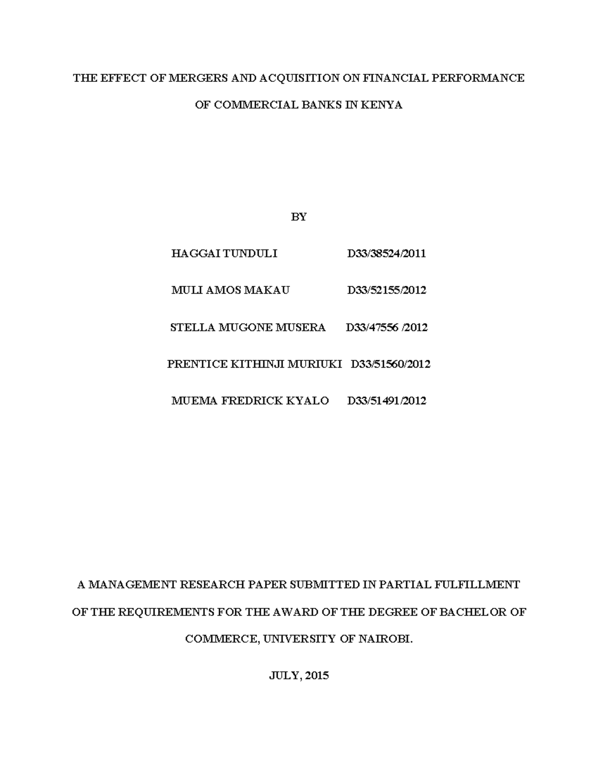 Management Research Paper Edite 1 - THE EFFECT OF MERGERS AND ...